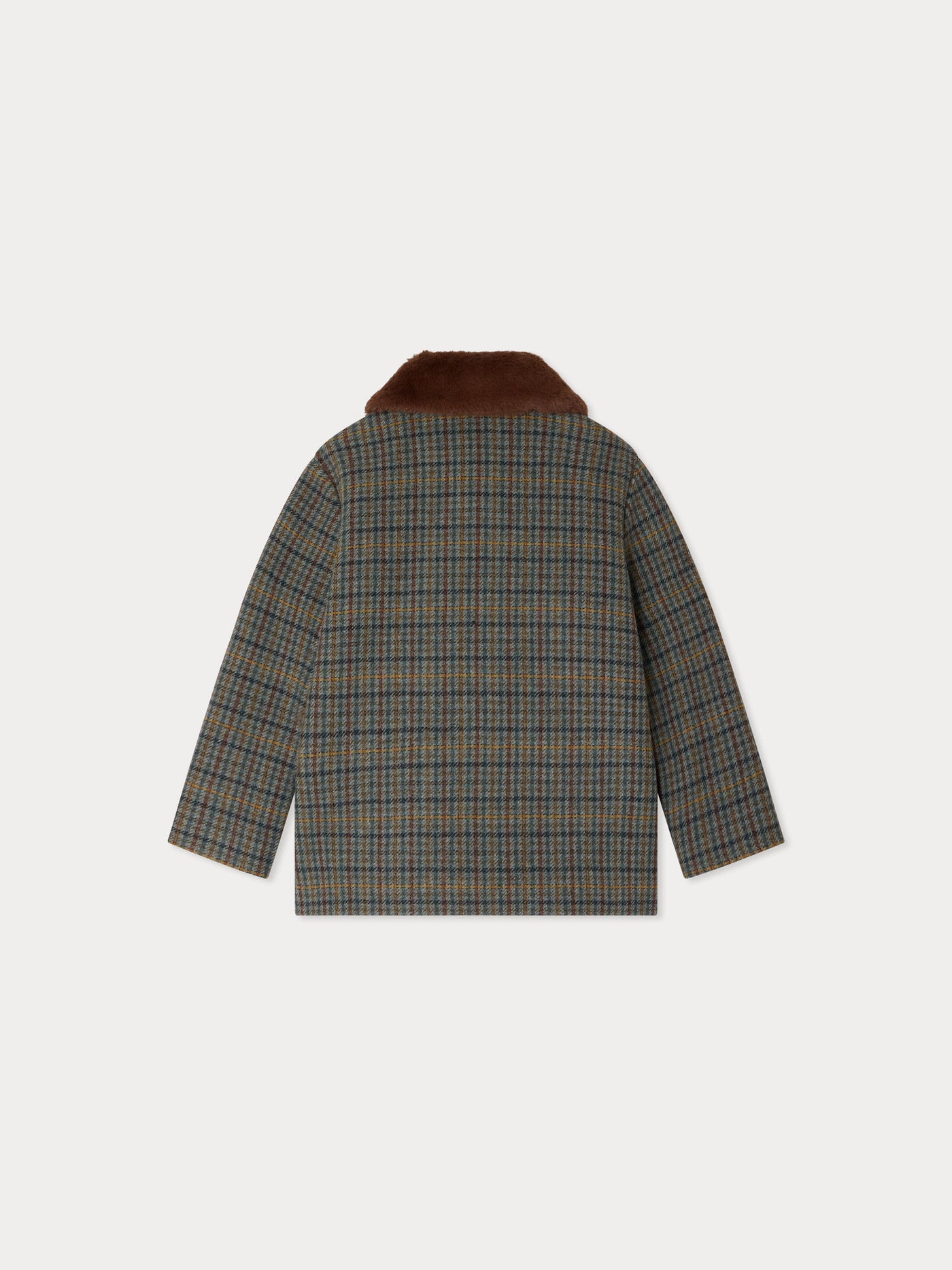 Joao coat in quilted wool with checks and removable collar