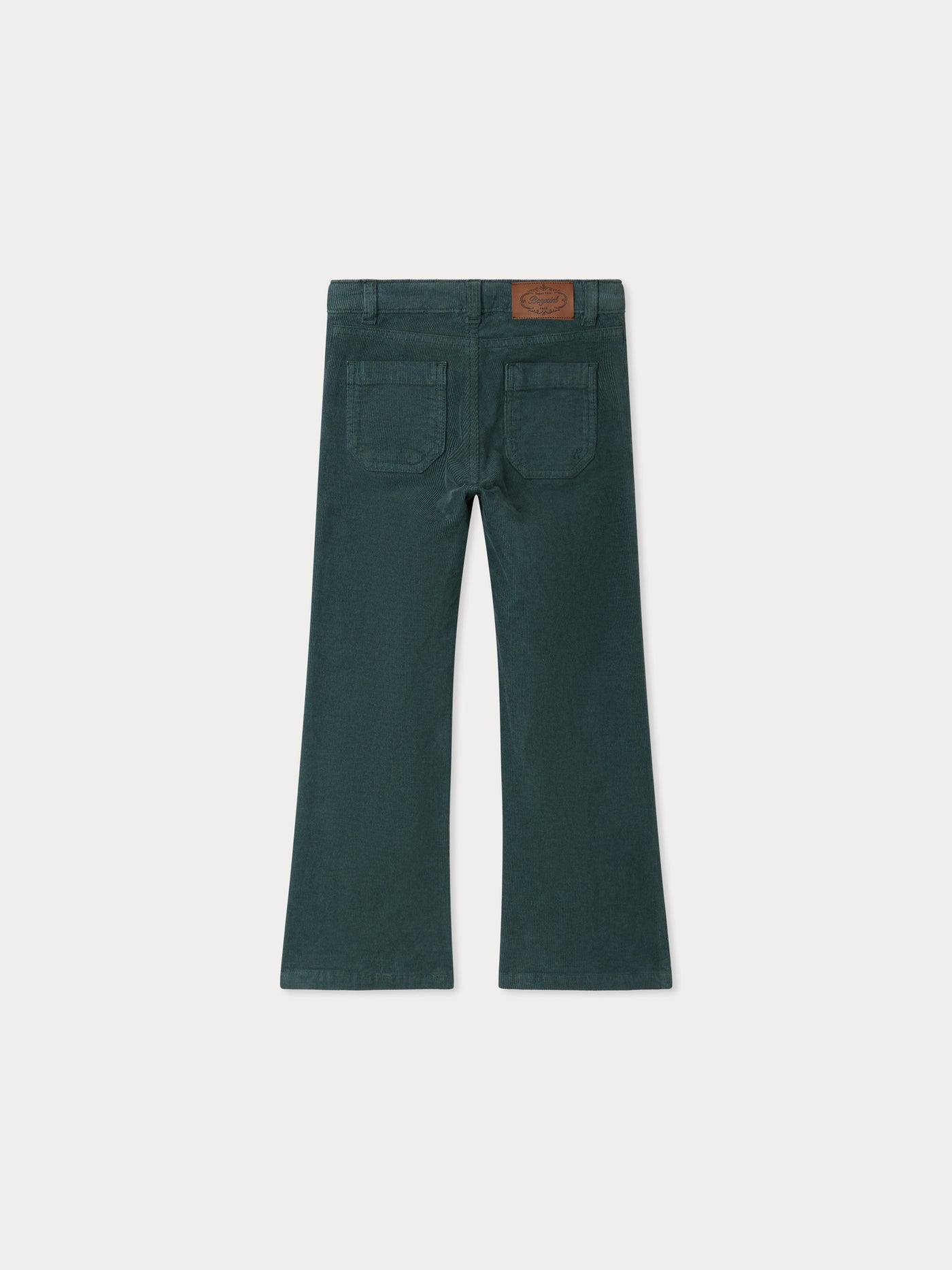 Jennifael straight pants in green organic cotton velvet