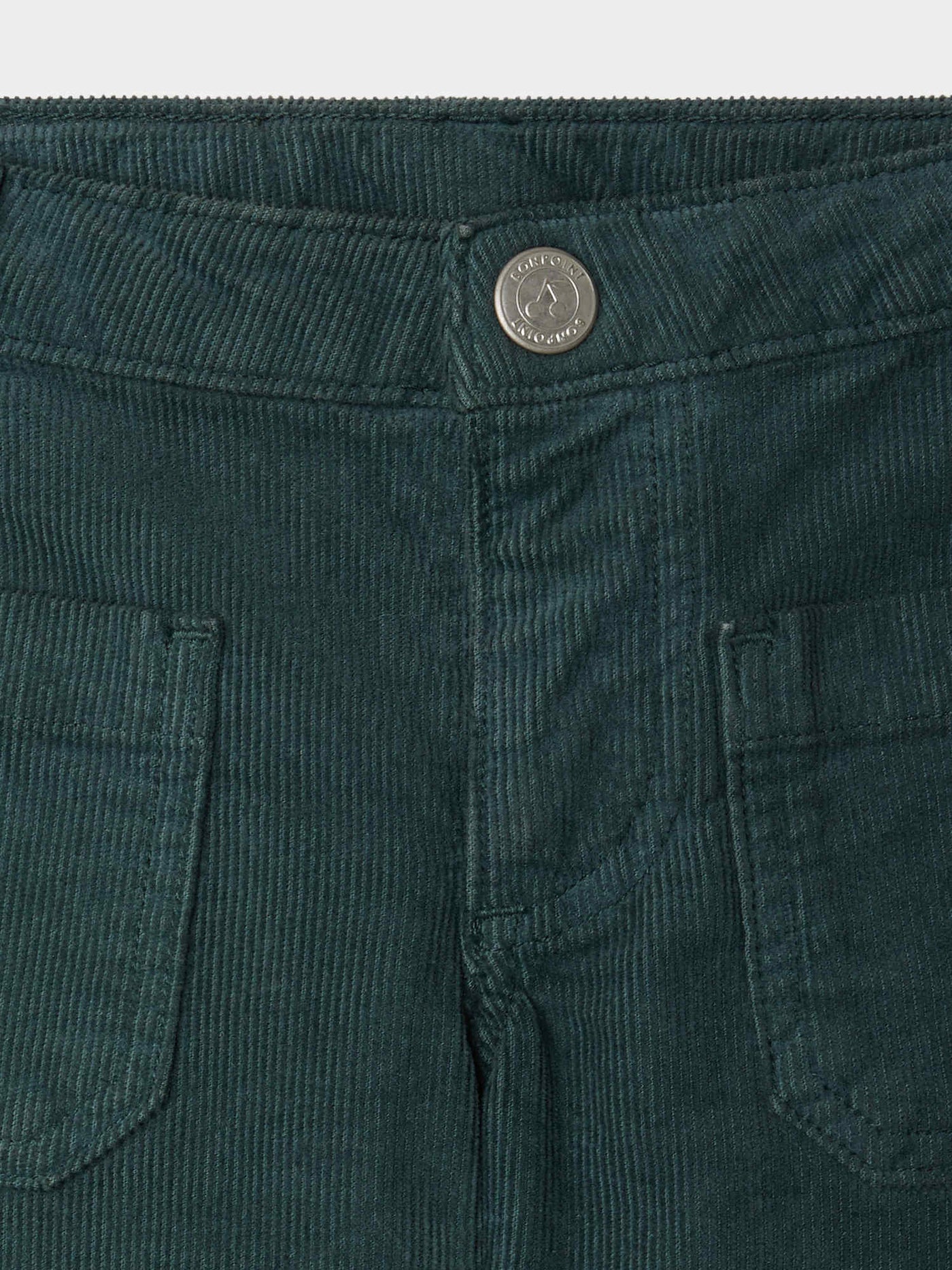Jennifael straight pants in green organic cotton velvet