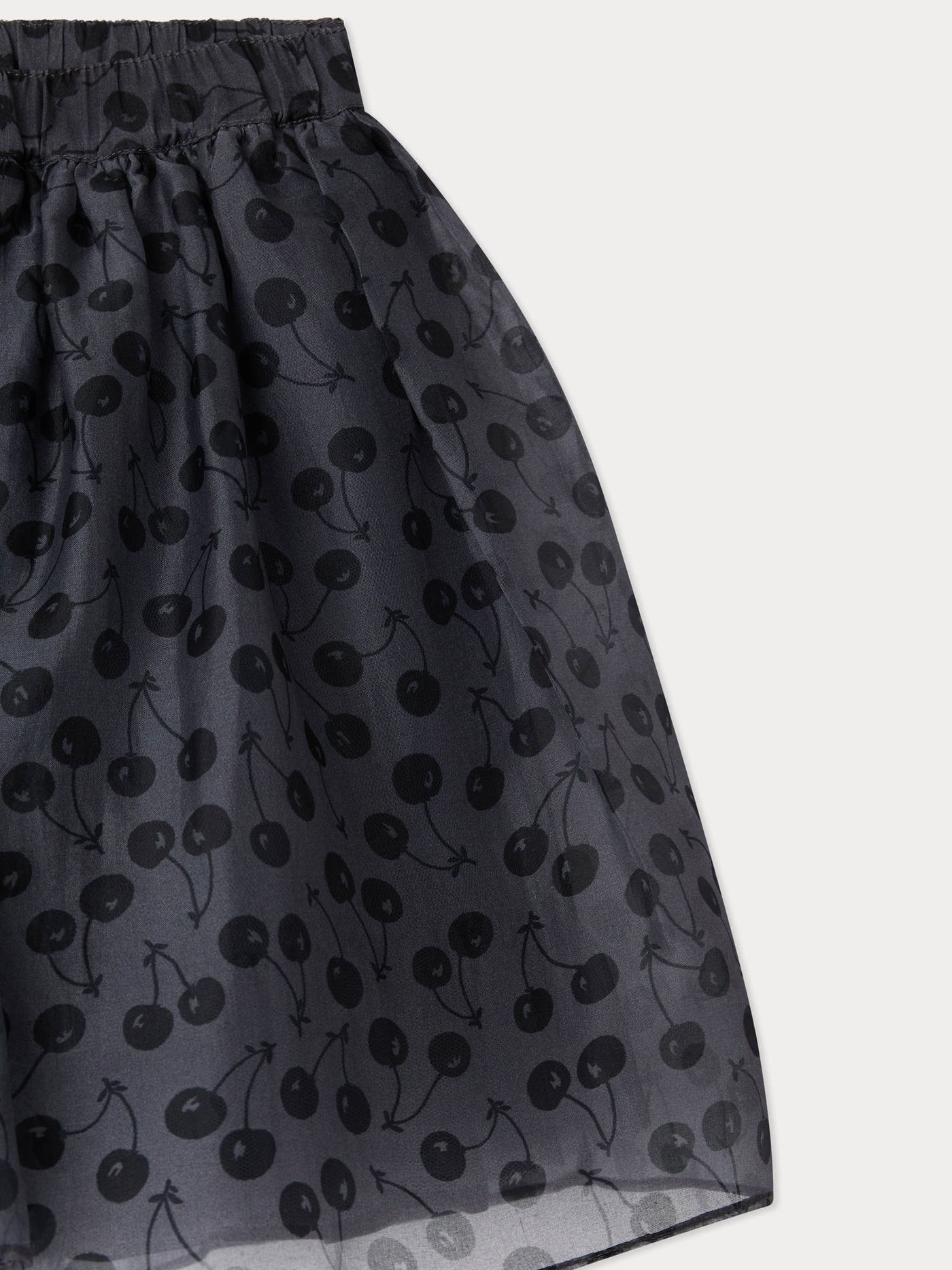 Suzon skirt with elasticated waist in cherry-print silk organza