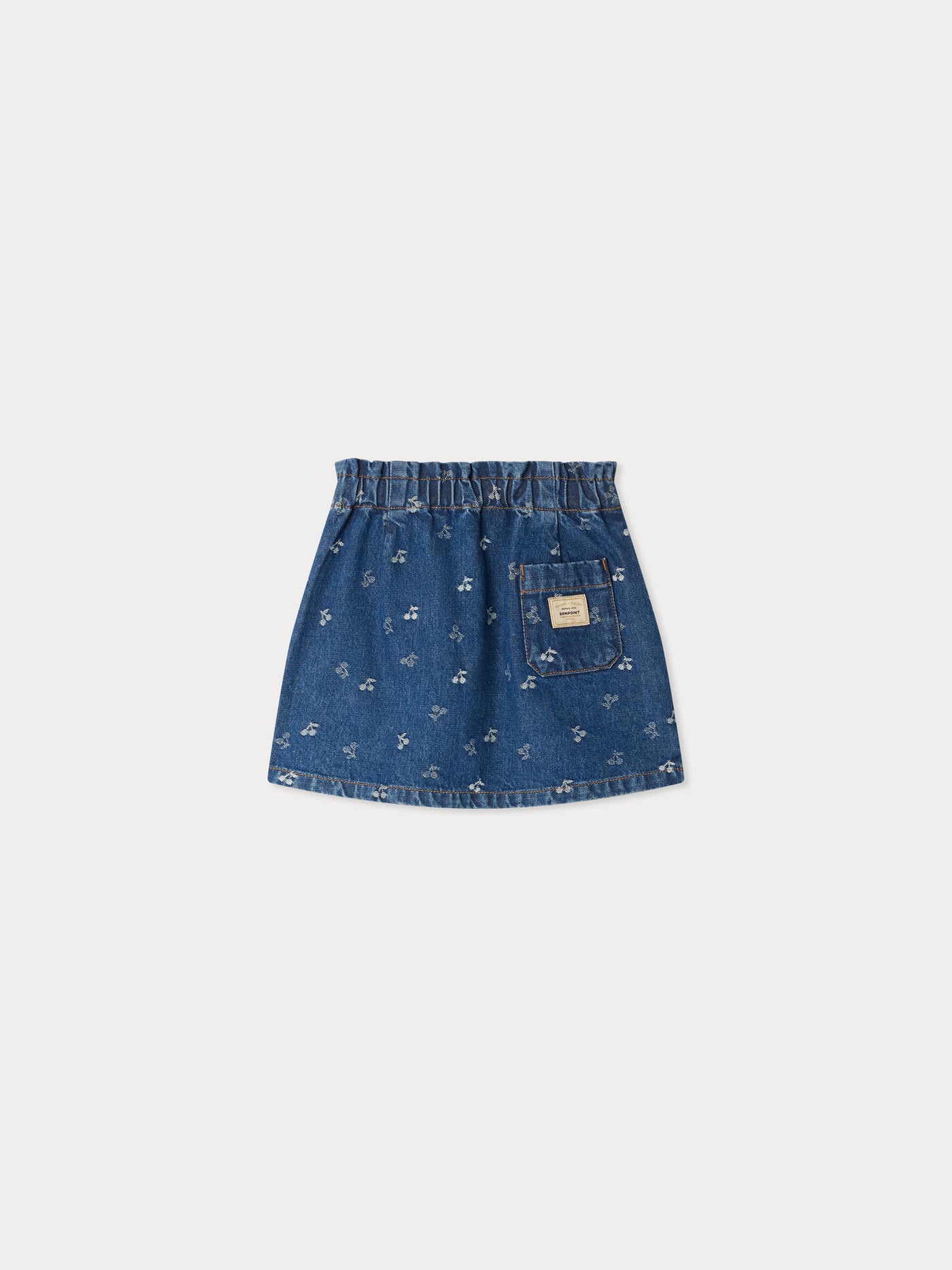Jensua elasticated waist skirt in cherry jacquard denim