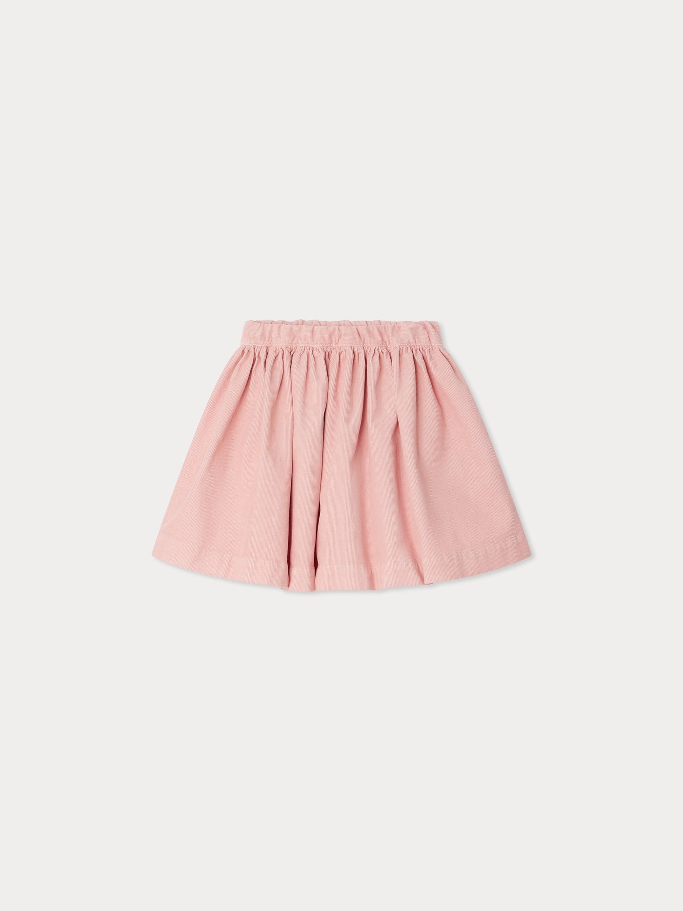 Suzon skirt with elasticated waist in pink organic cotton velvet