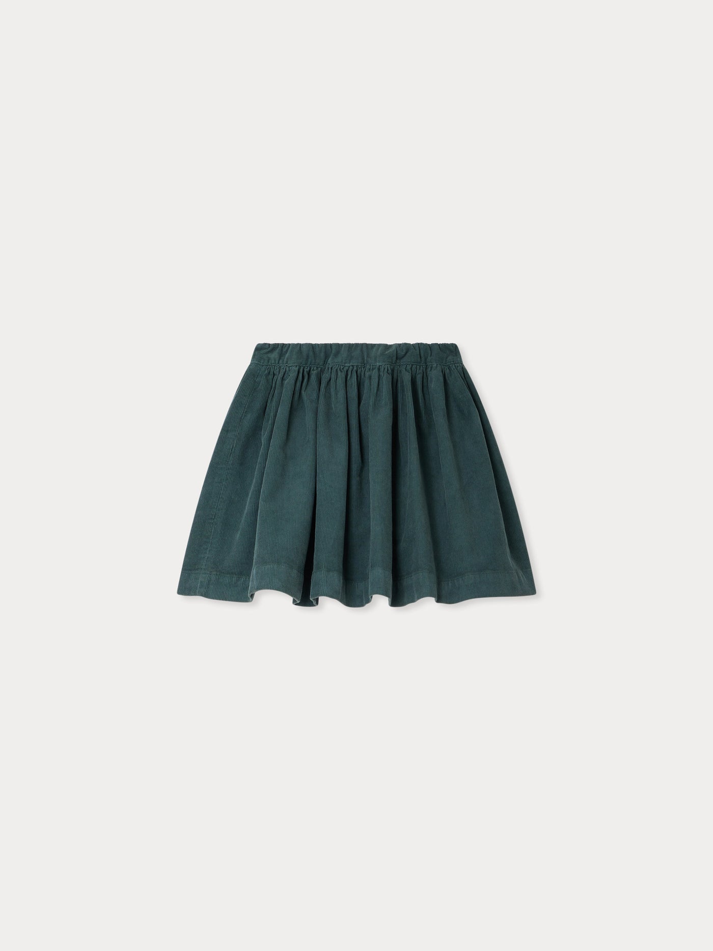 Suzon skirt with elasticated waist in green organic cotton velvet