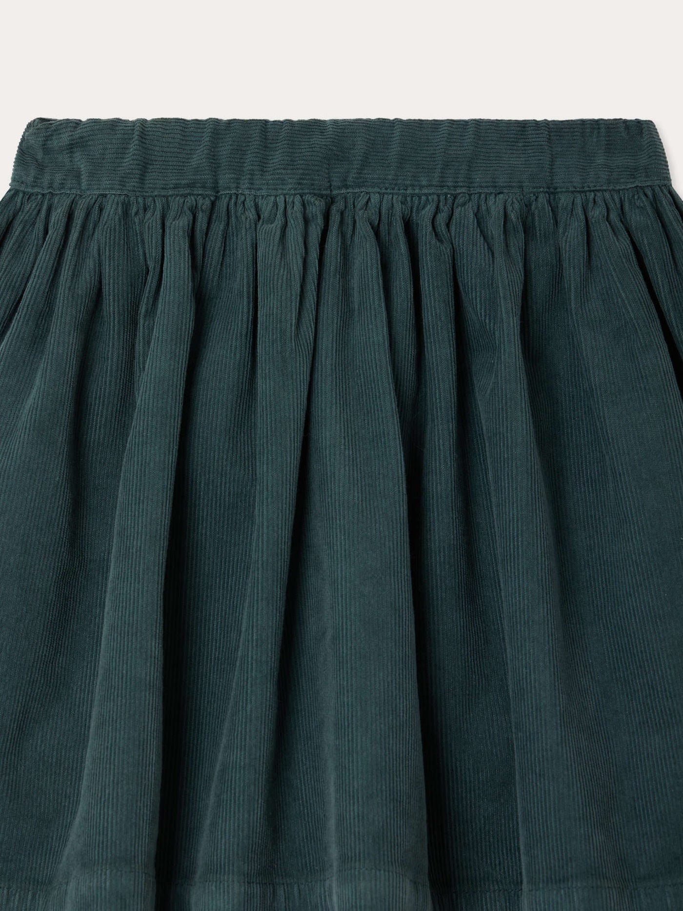 Suzon skirt with elasticated waist in green organic cotton velvet