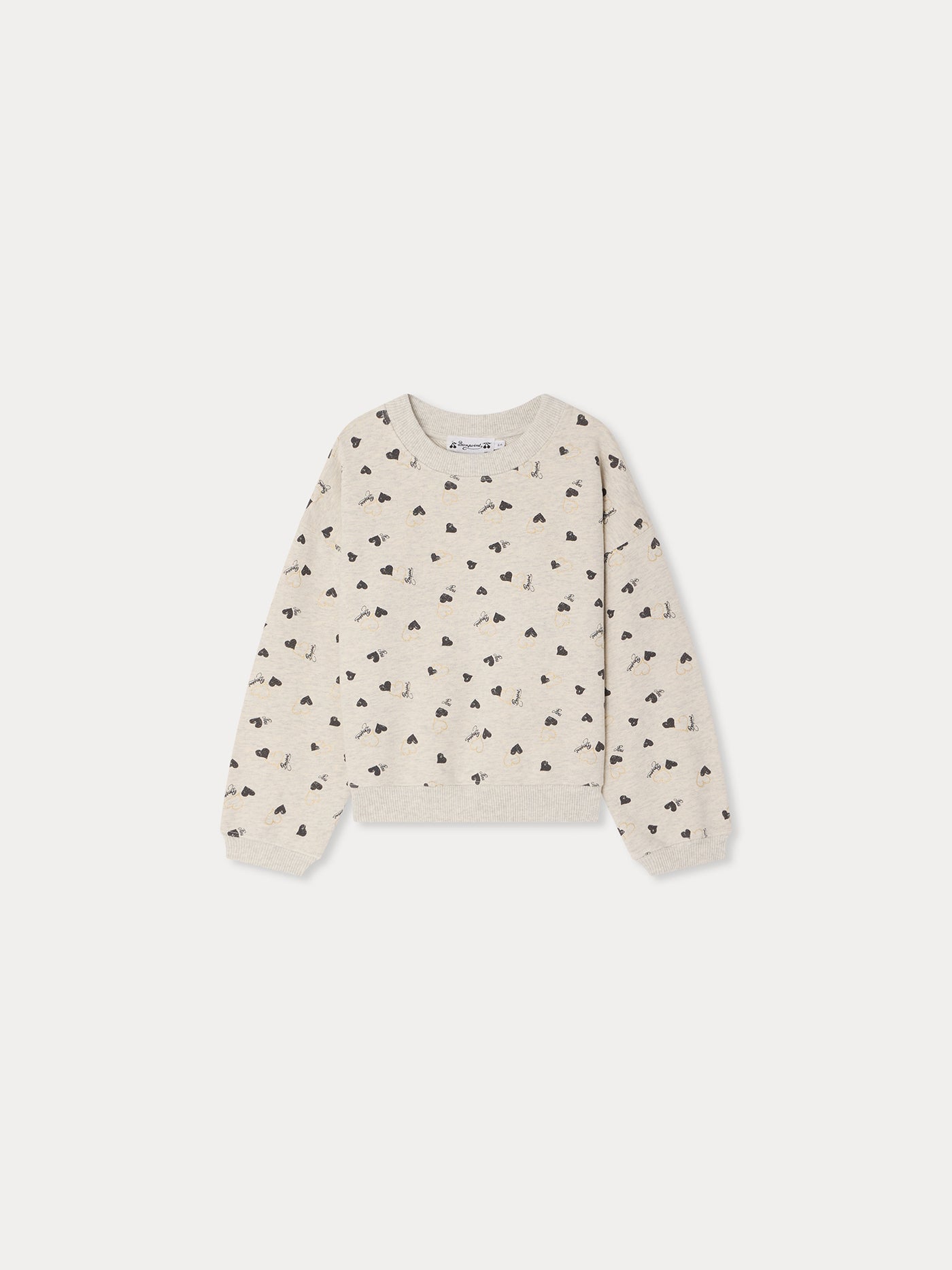 Tayla sweatshirt with black and gold heart print in organic cotton
