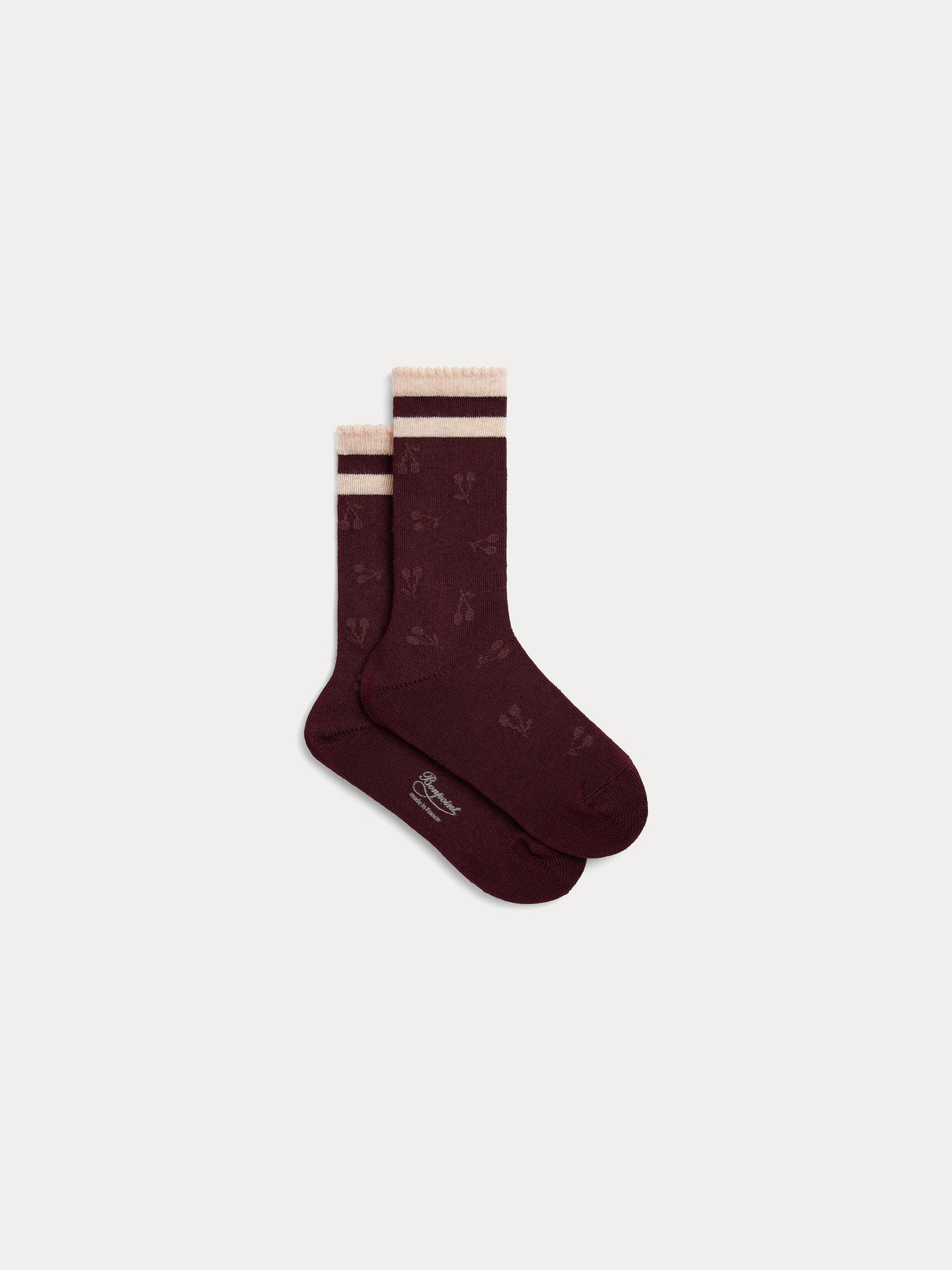 Jome socks in burgundy cherry jacquard
