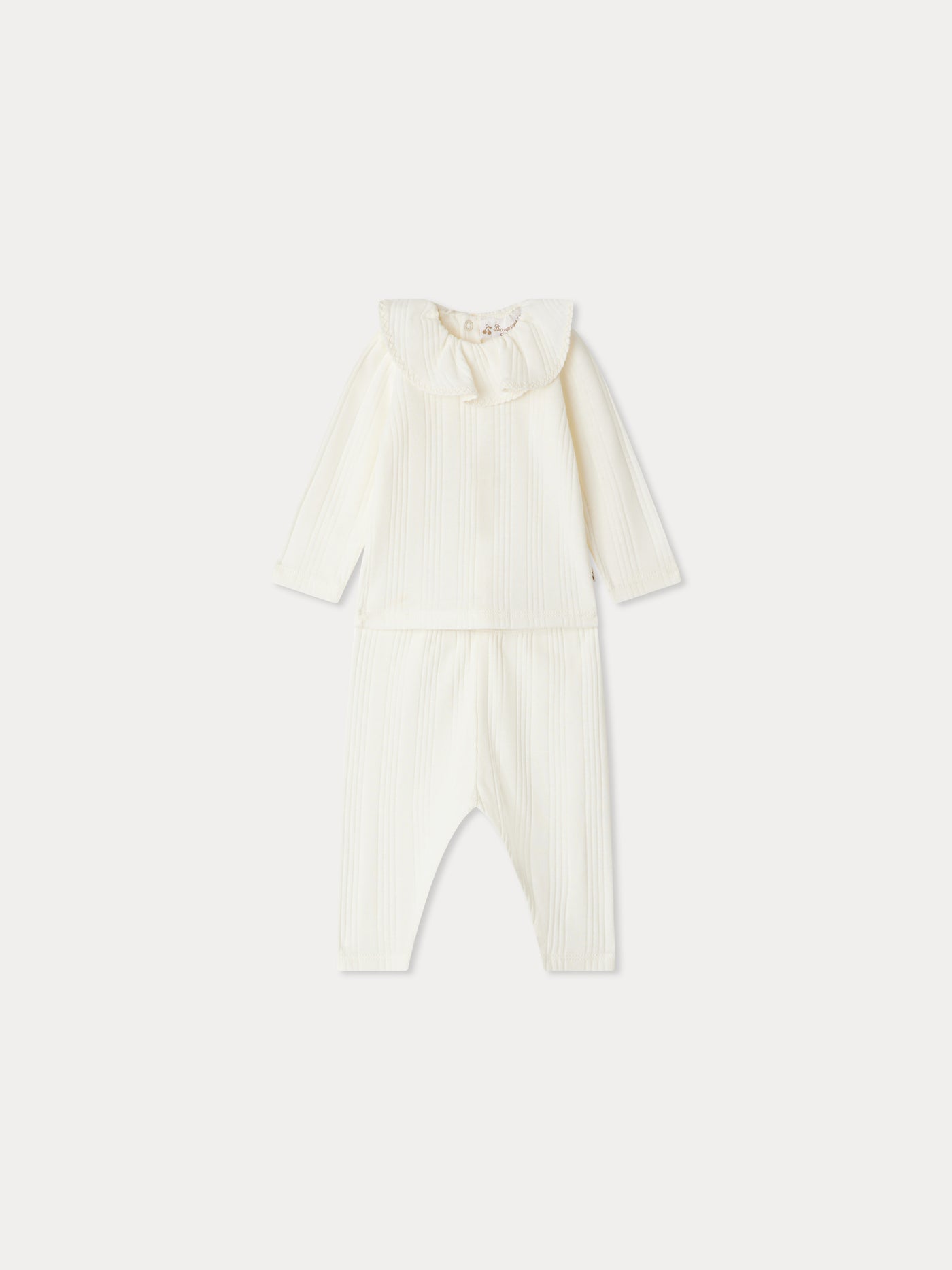 Jelsia set with ruffled collar in organic cotton