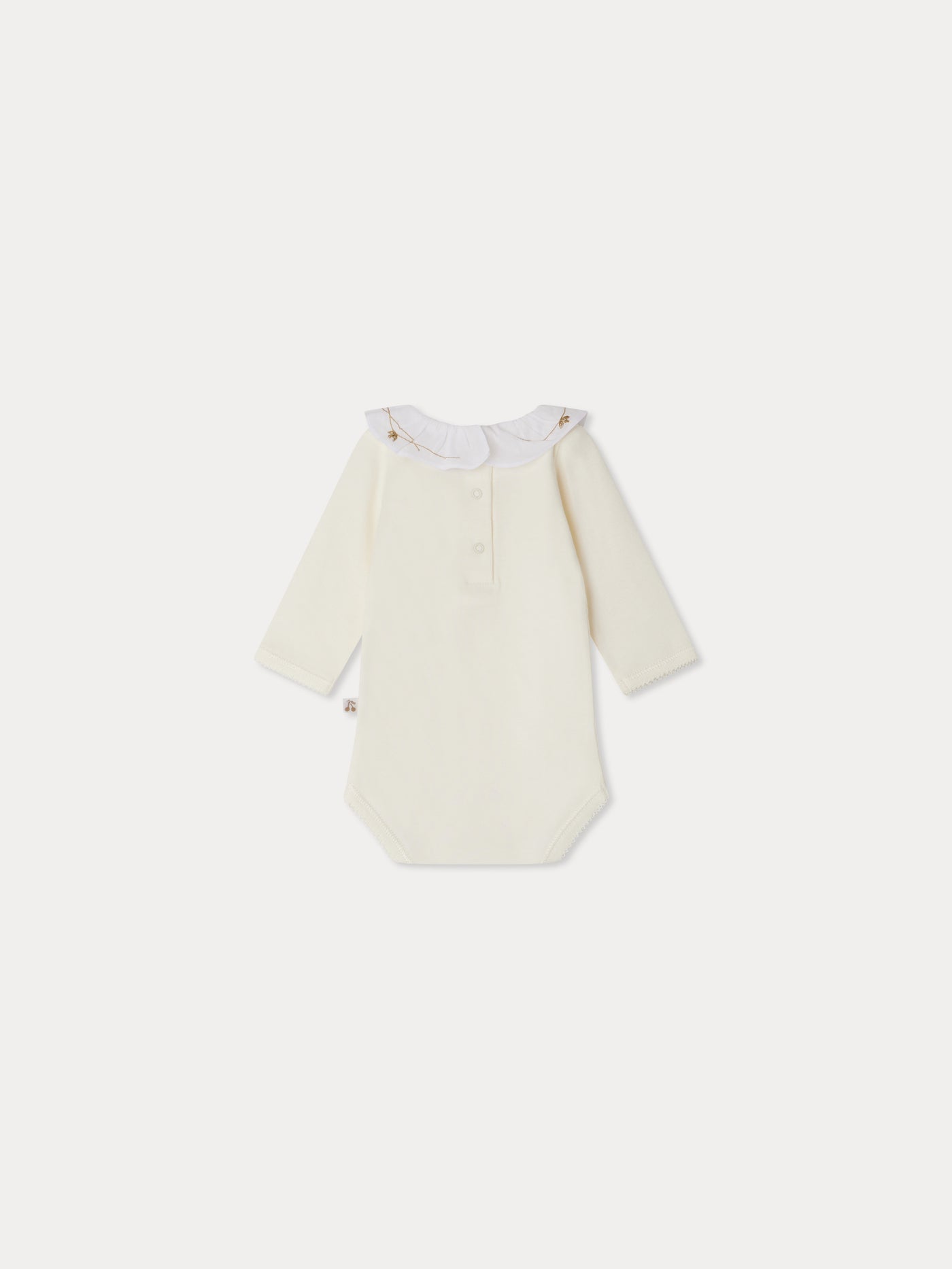 June bodysuit with daisy embroidered collar in organic cotton