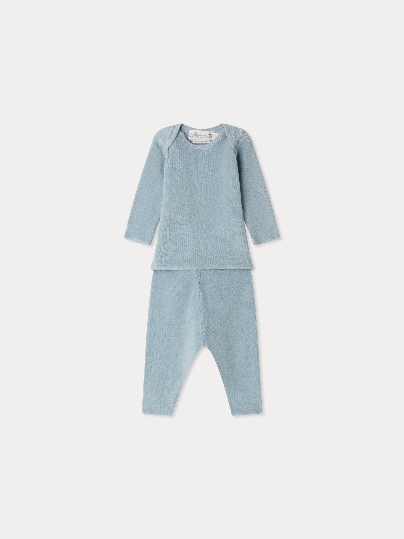 Timi grey American-neck terry set in organic cotton