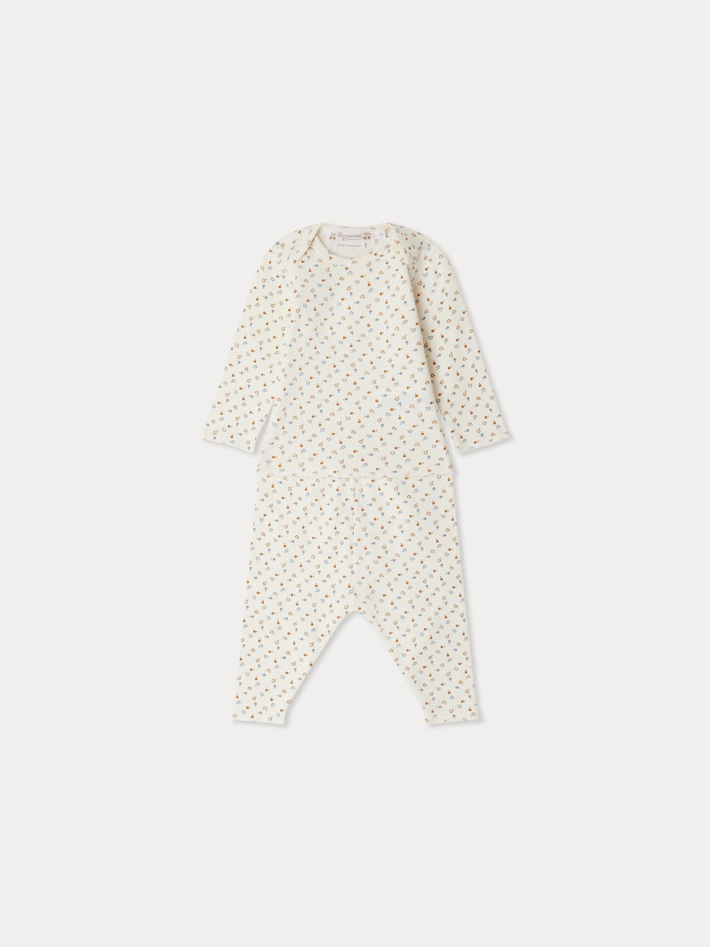 Timi American-neck set with geometric print in organic cotton