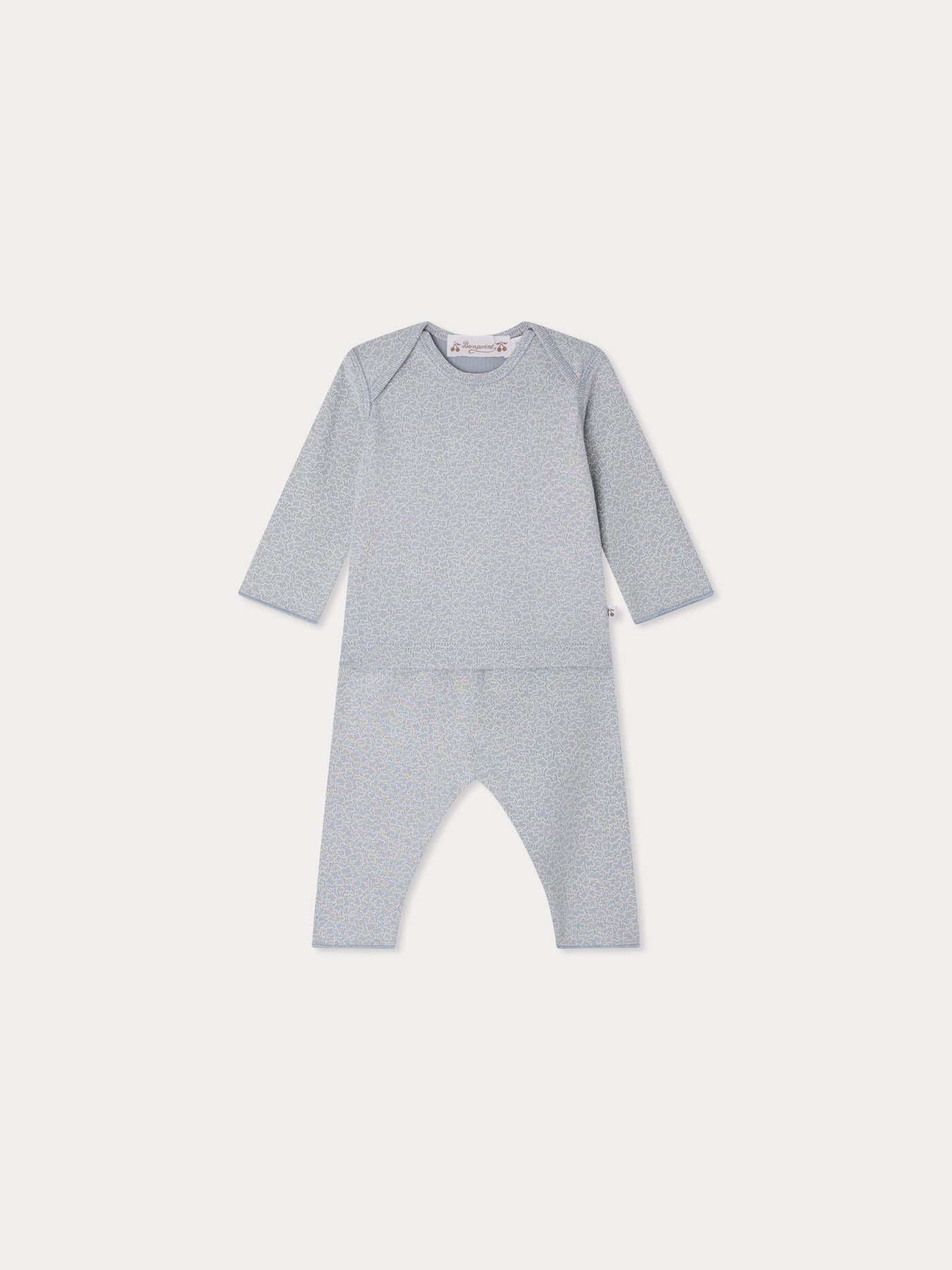 Timi American-neck set with cloud print in organic cotton
