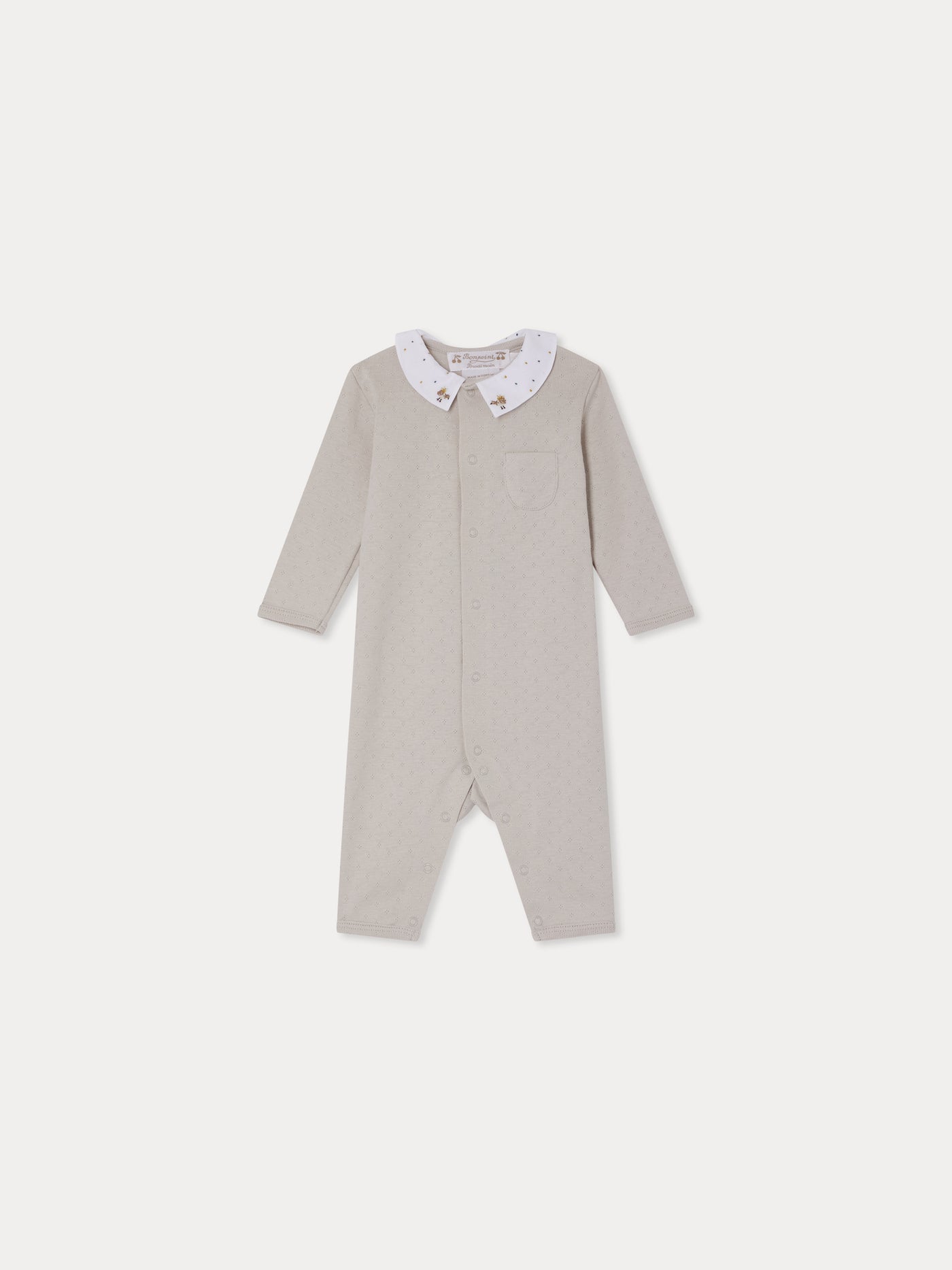 Anton pointelle pajamas with embroidered collar in organic cotton