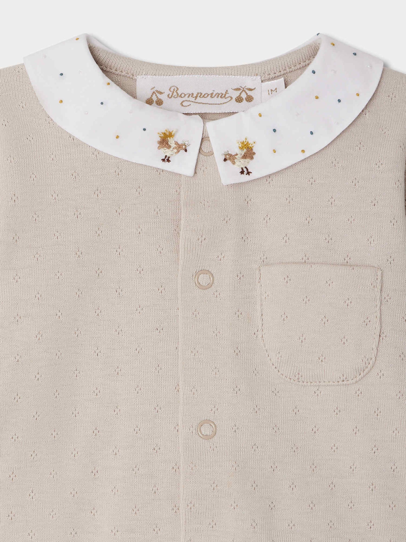 Anton pointelle pajamas with embroidered collar in organic cotton