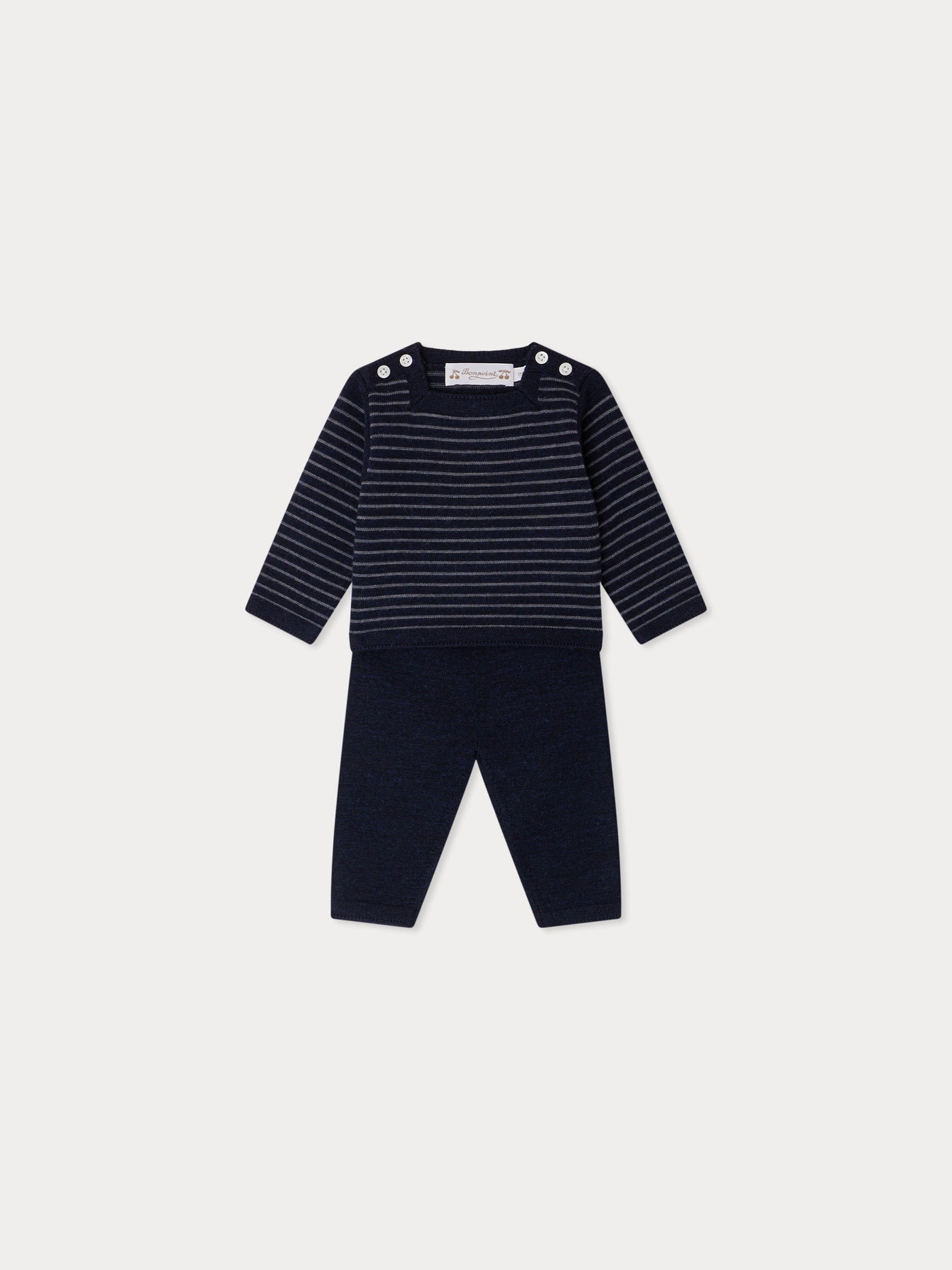 Joe striped set with square collar in wool