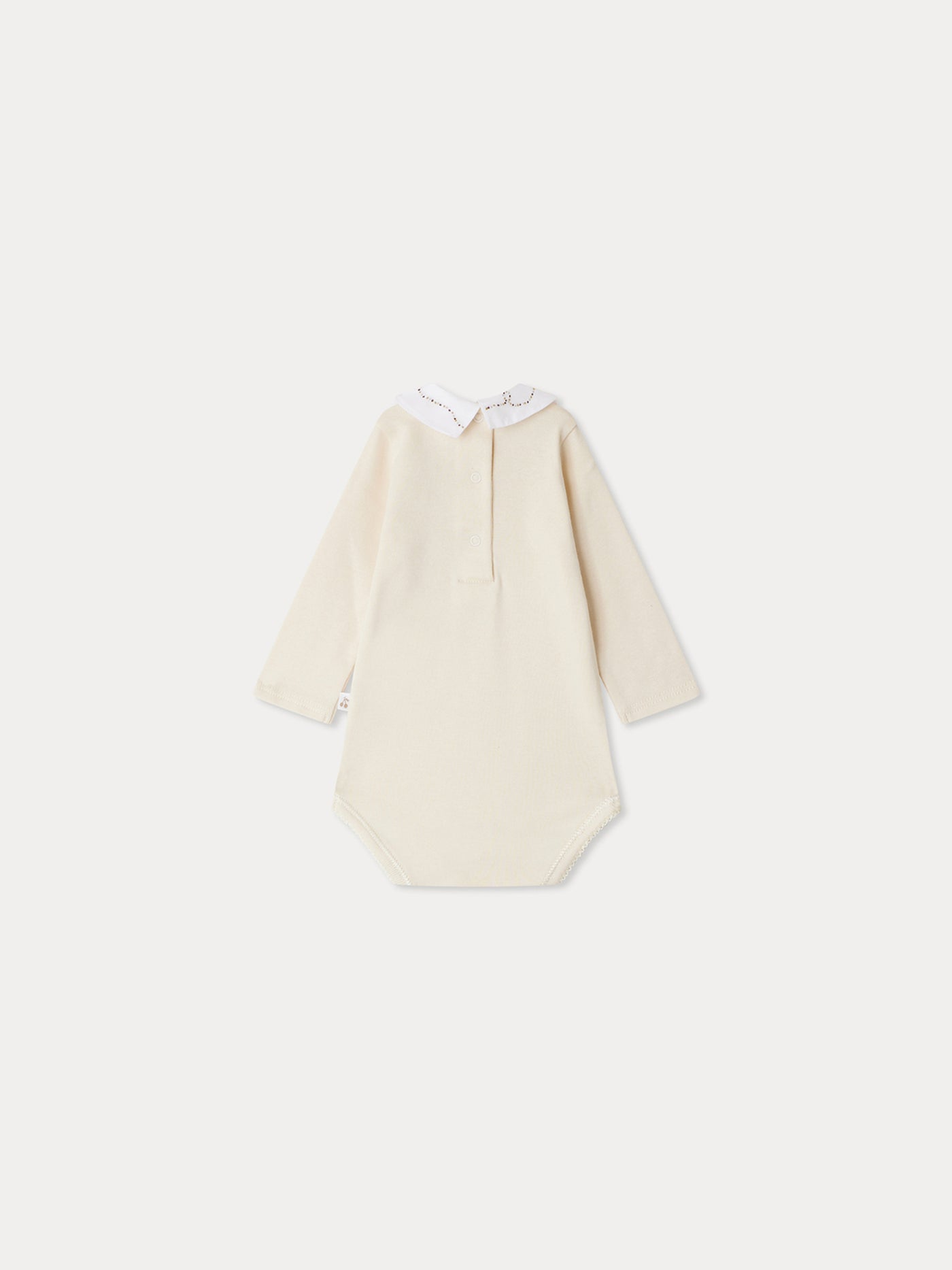 Septembre bodysuit with embroidered house collar in organic cotton
