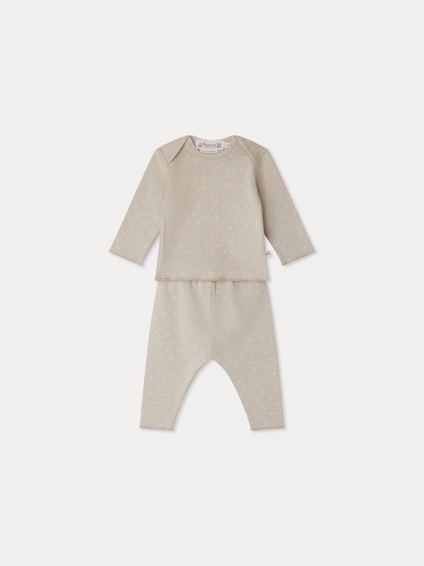 Timi grey American-neck set with winter print in organic cotton
