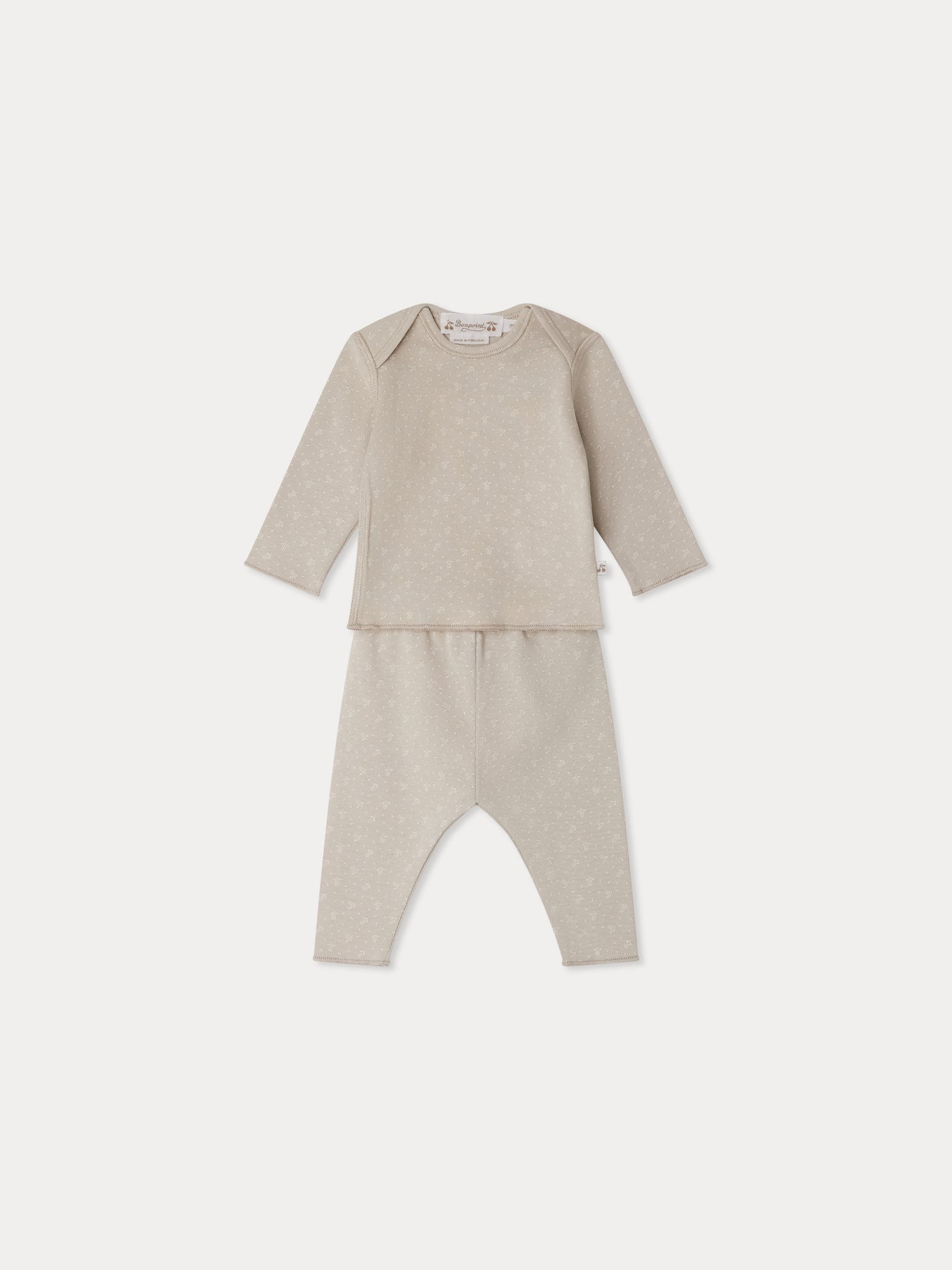 Timi grey American-neck set with winter print in organic cotton