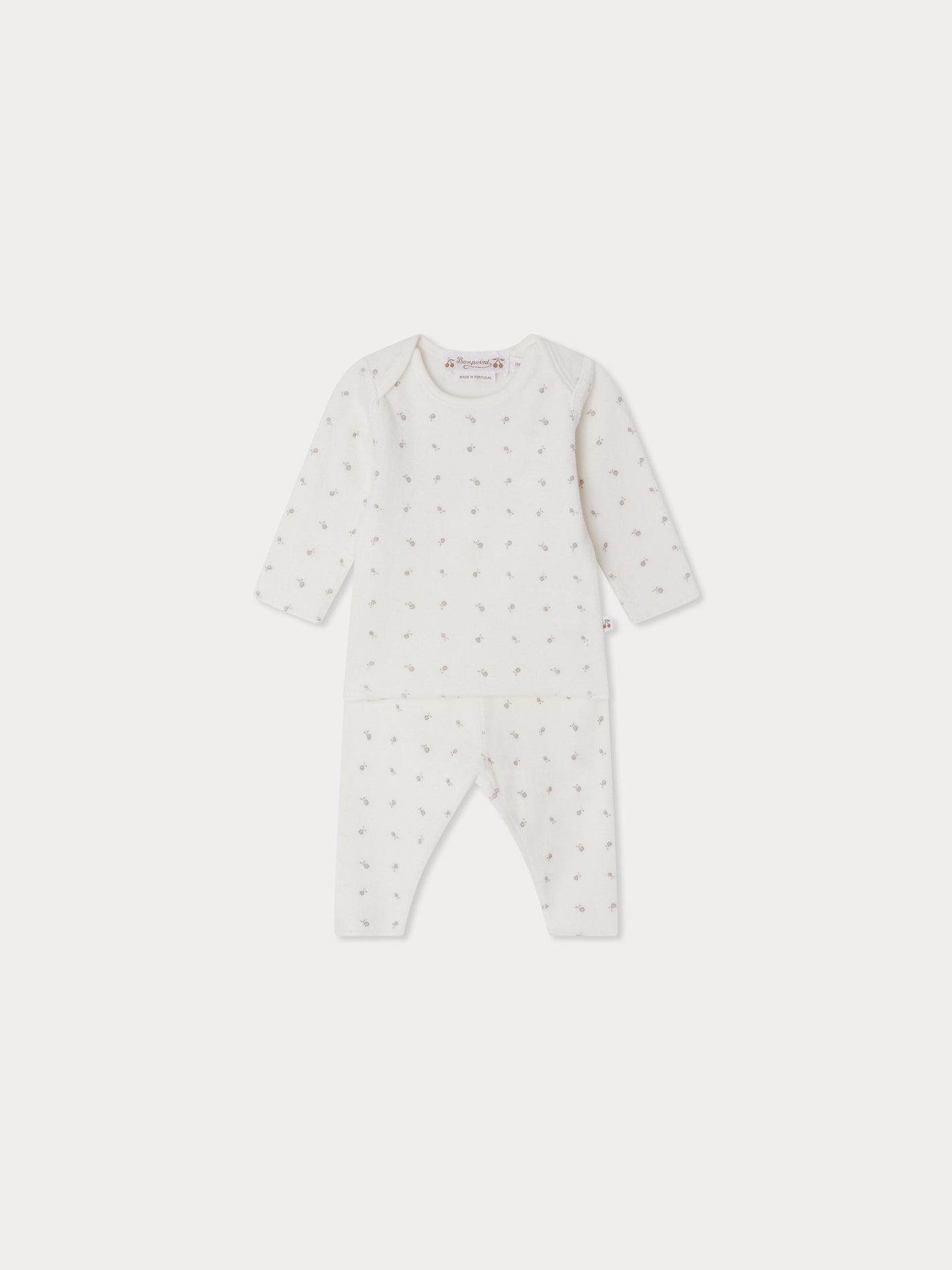 Timi American-neck terry set with geometric print in organic cotton