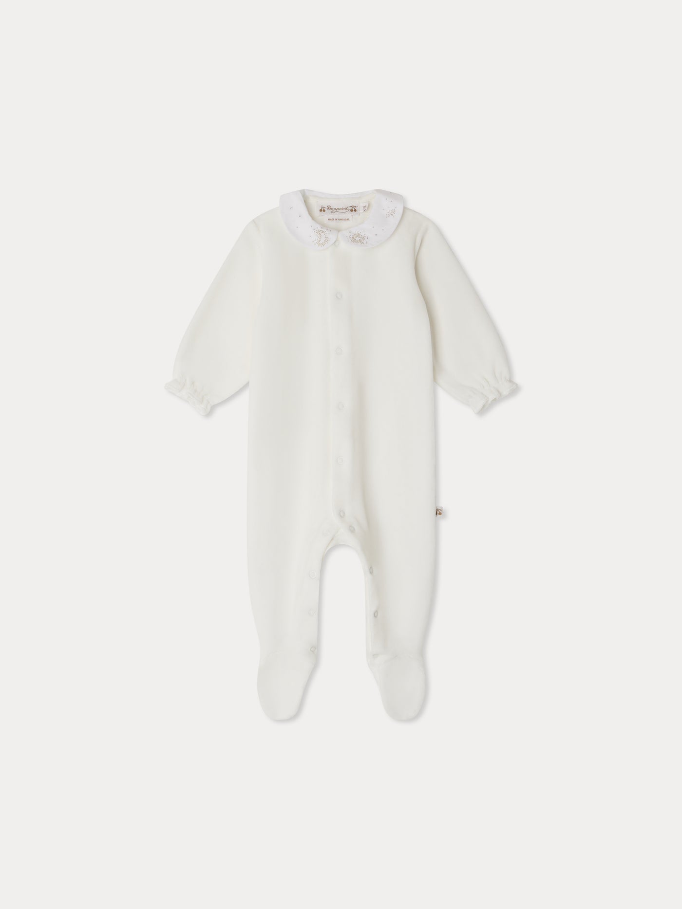 Tintina velvet pajamas with embroidered stars and moons in velvet collar