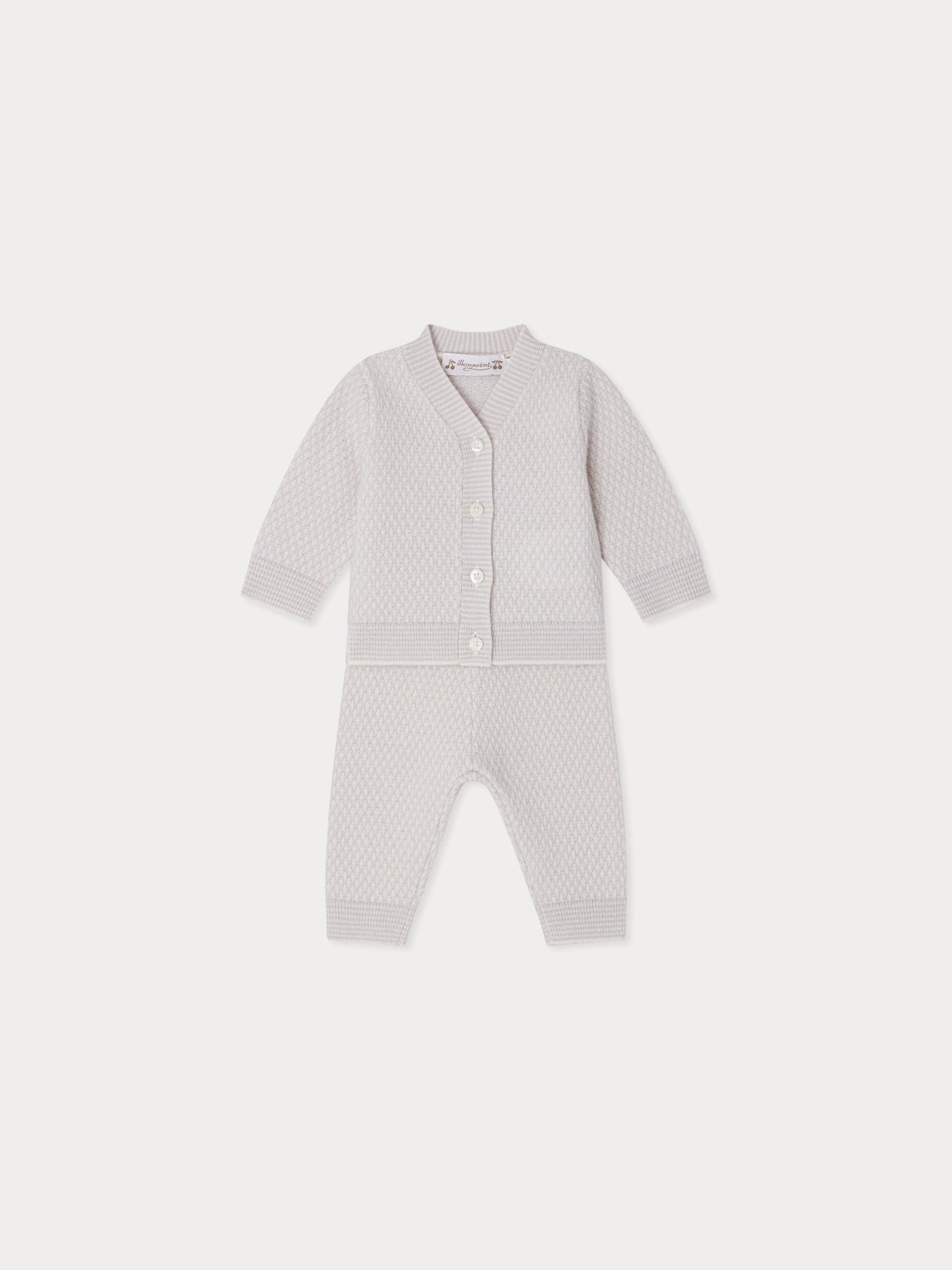 Jahiel V-neck set with diamond point detail in cashmere