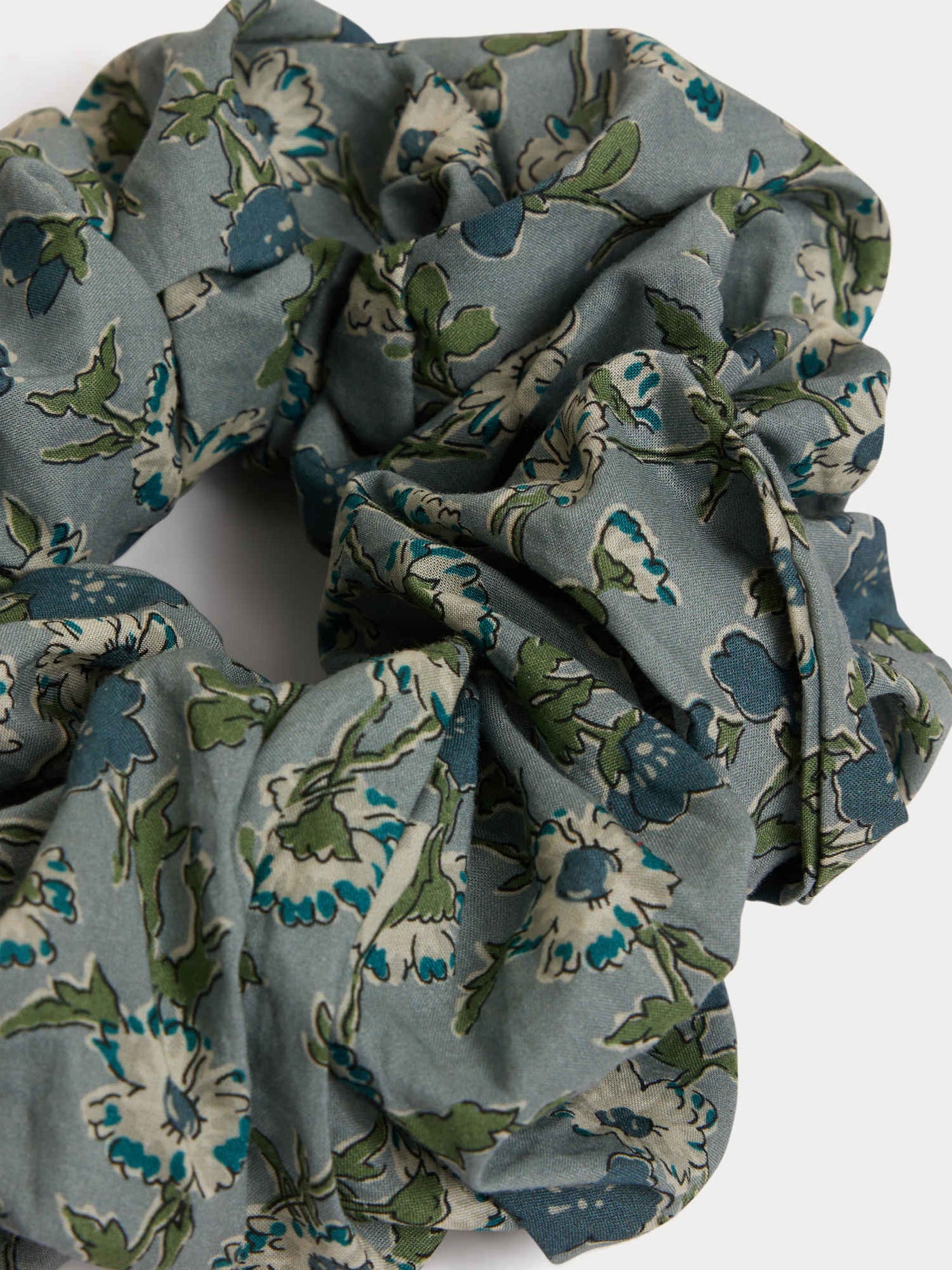 Journey scrunchie in blue Liberty fabric in organic cotton