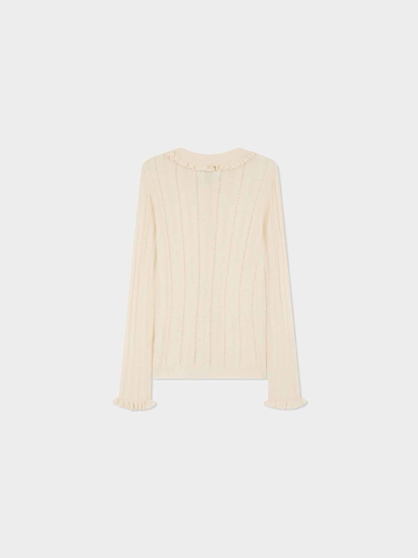 Jimini cardigan with fancy stitch collar in wool and silk