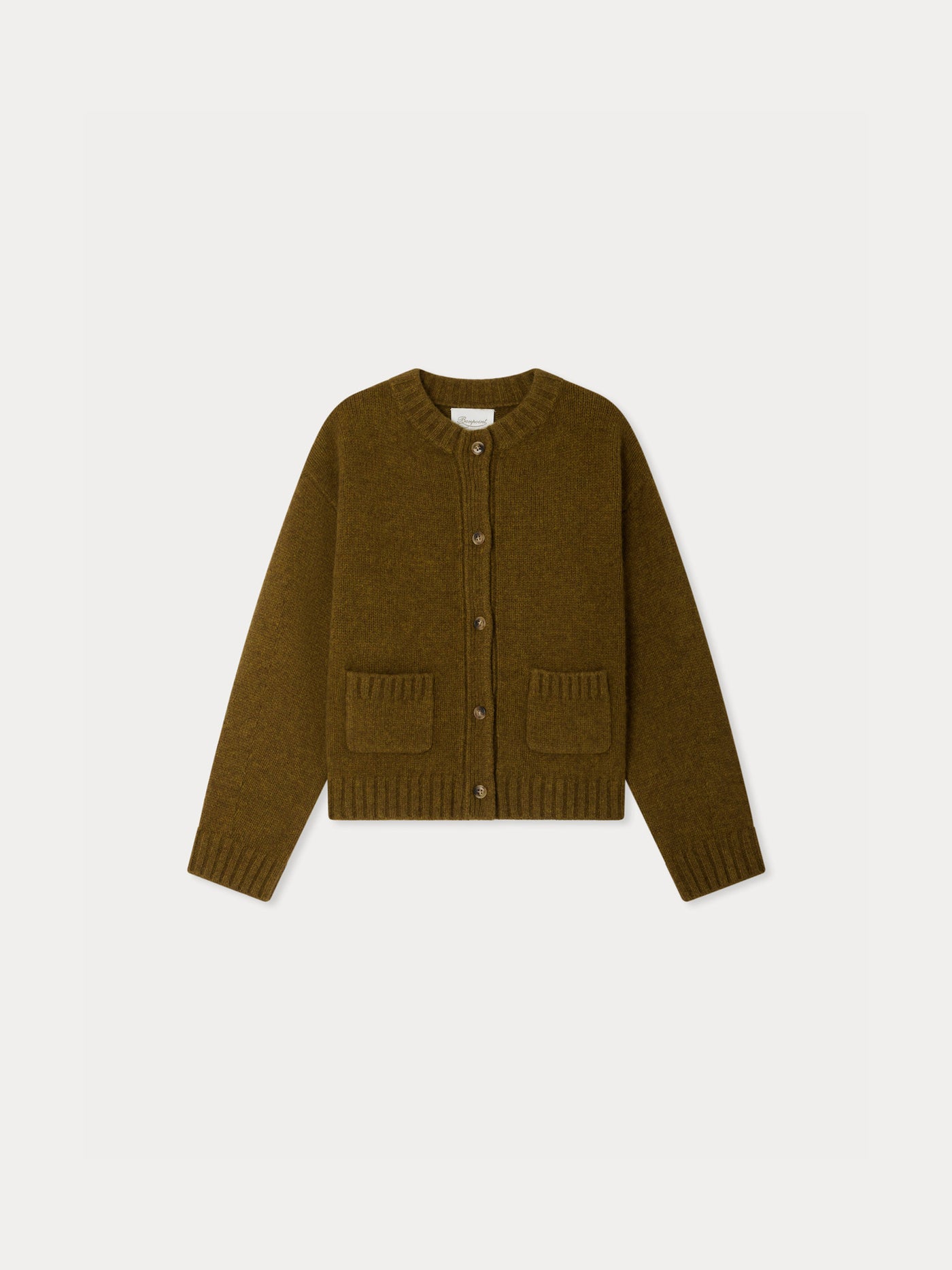Duncan Khaki Cardigan with Pockets