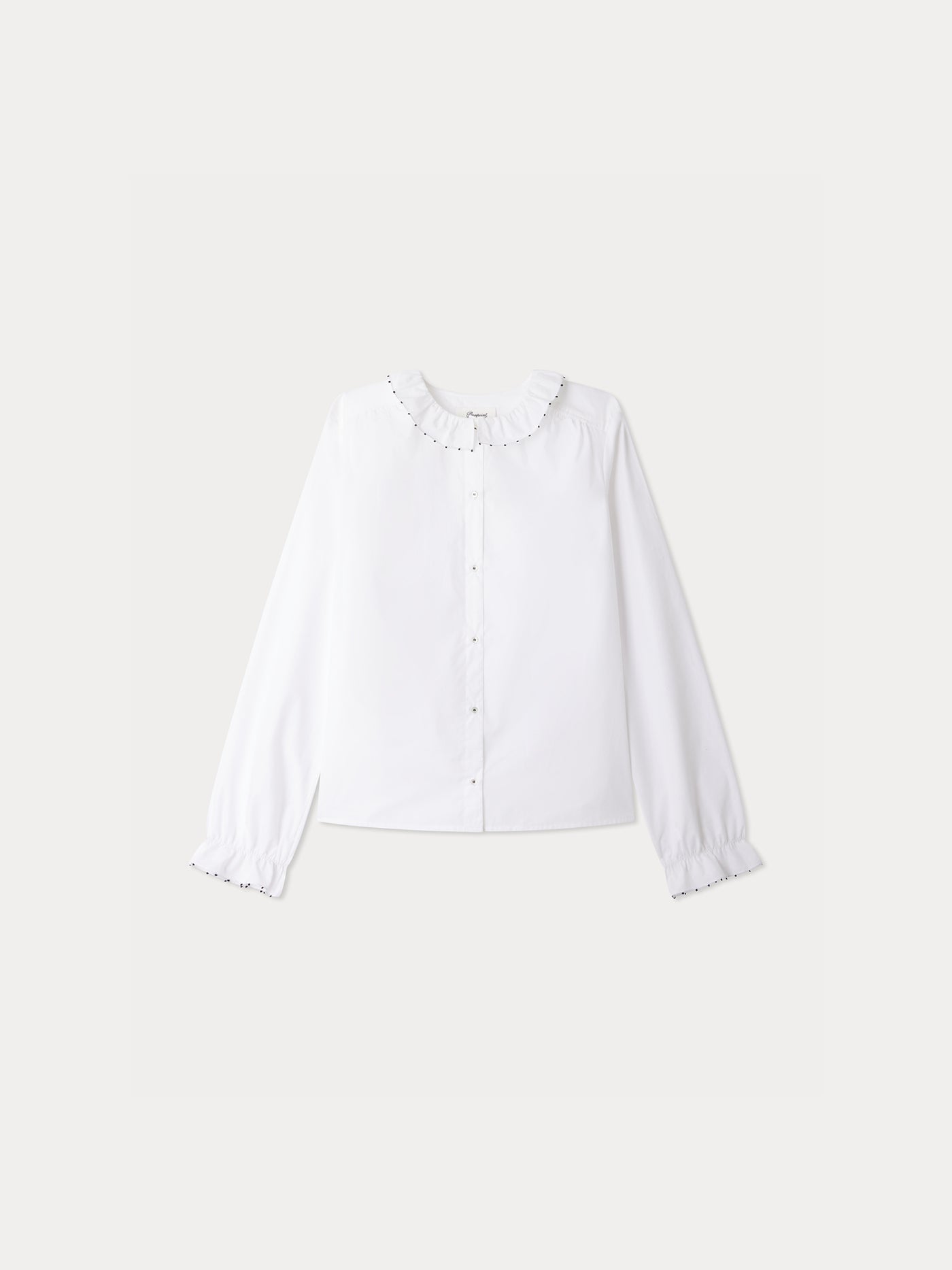 Joba blouse with embroidered collar in organic cotton
