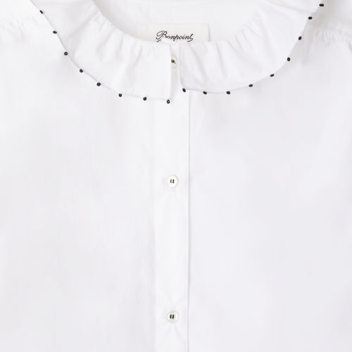 Joba blouse with embroidered collar in organic cotton