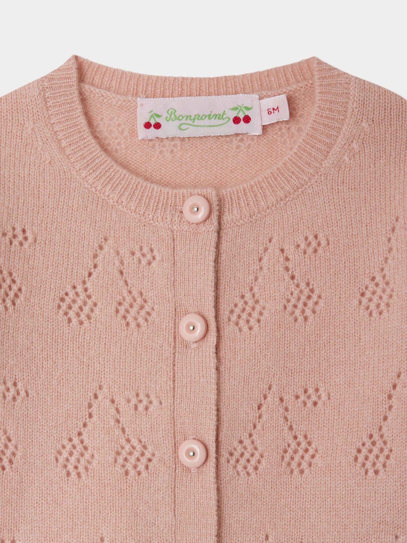 Gwenoli cherry pattern cardigan in pink cashmere