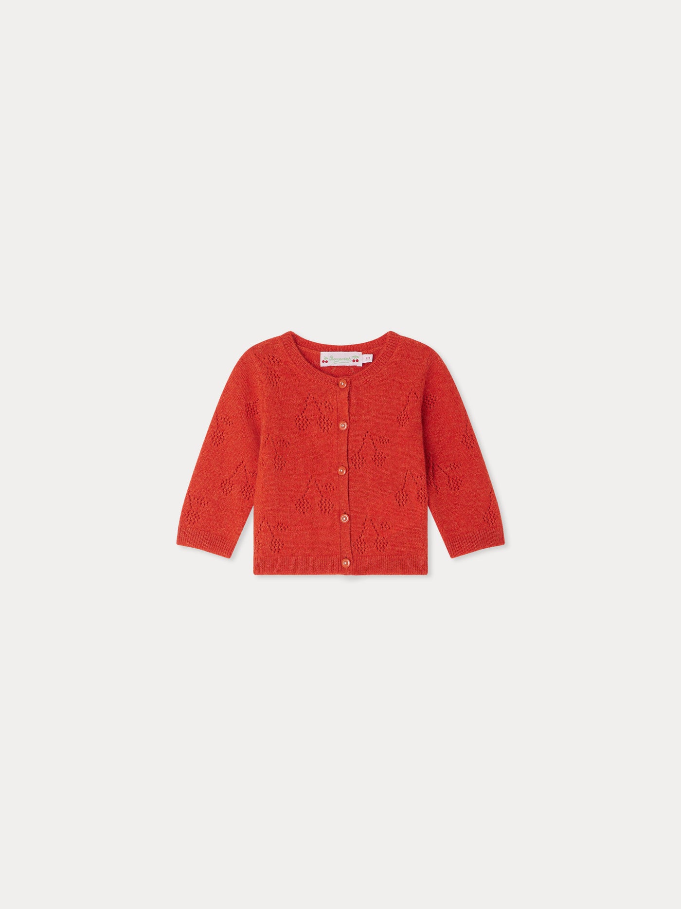 Tibile cherry pattern cashmere cardigan