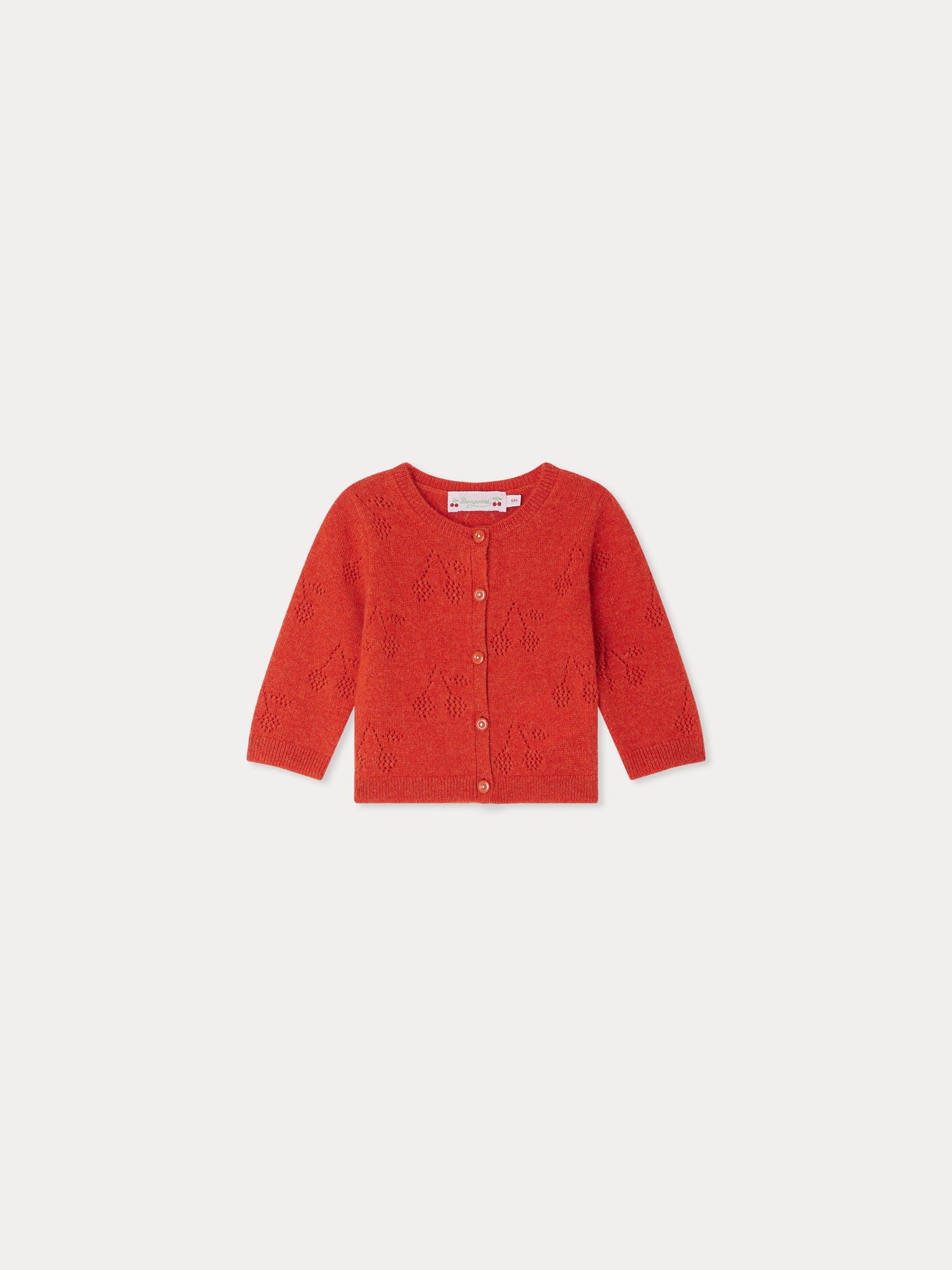 Tibile cherry pattern cashmere cardigan