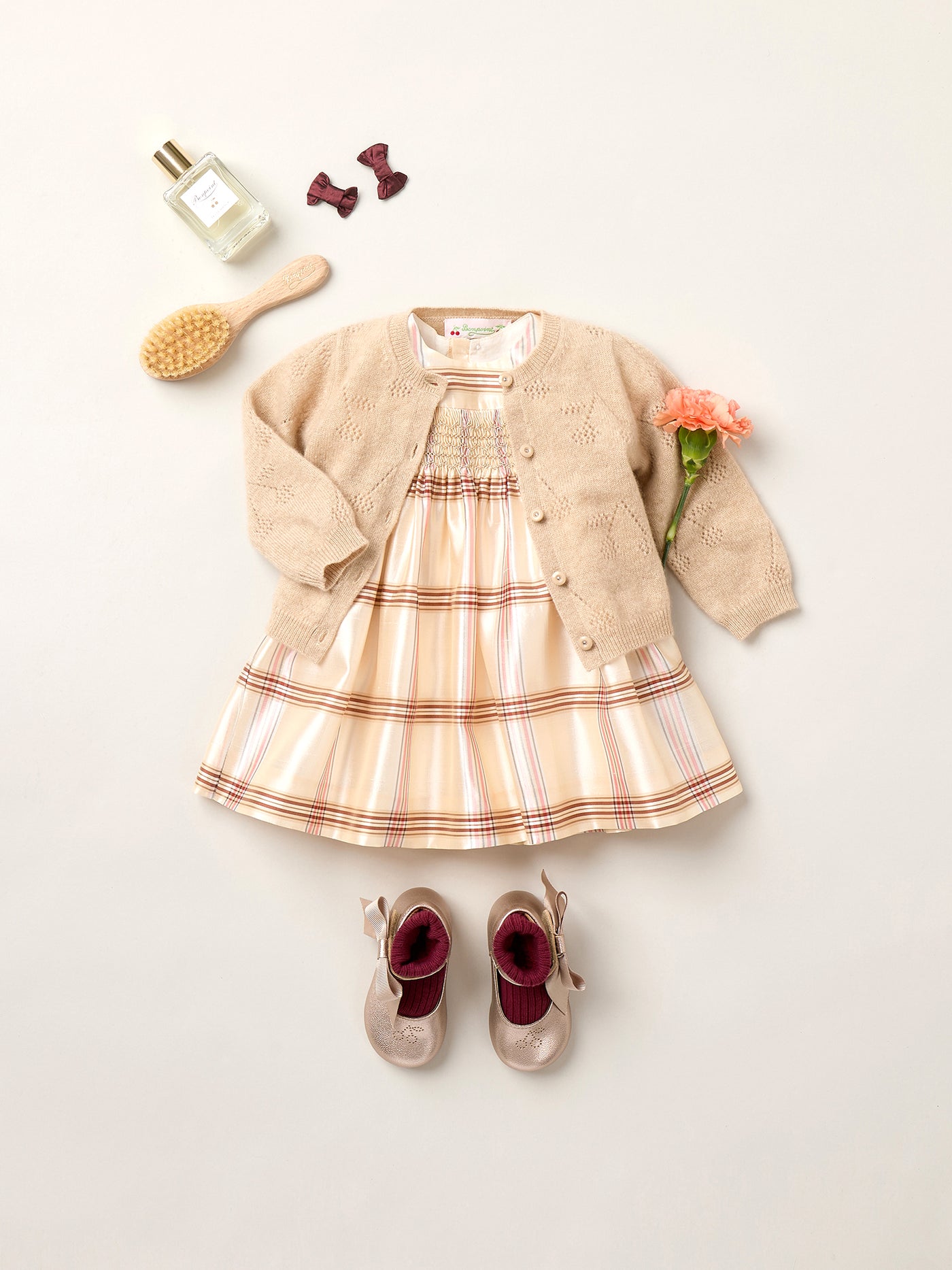 Tibile cherry pattern cashmere cardigan
