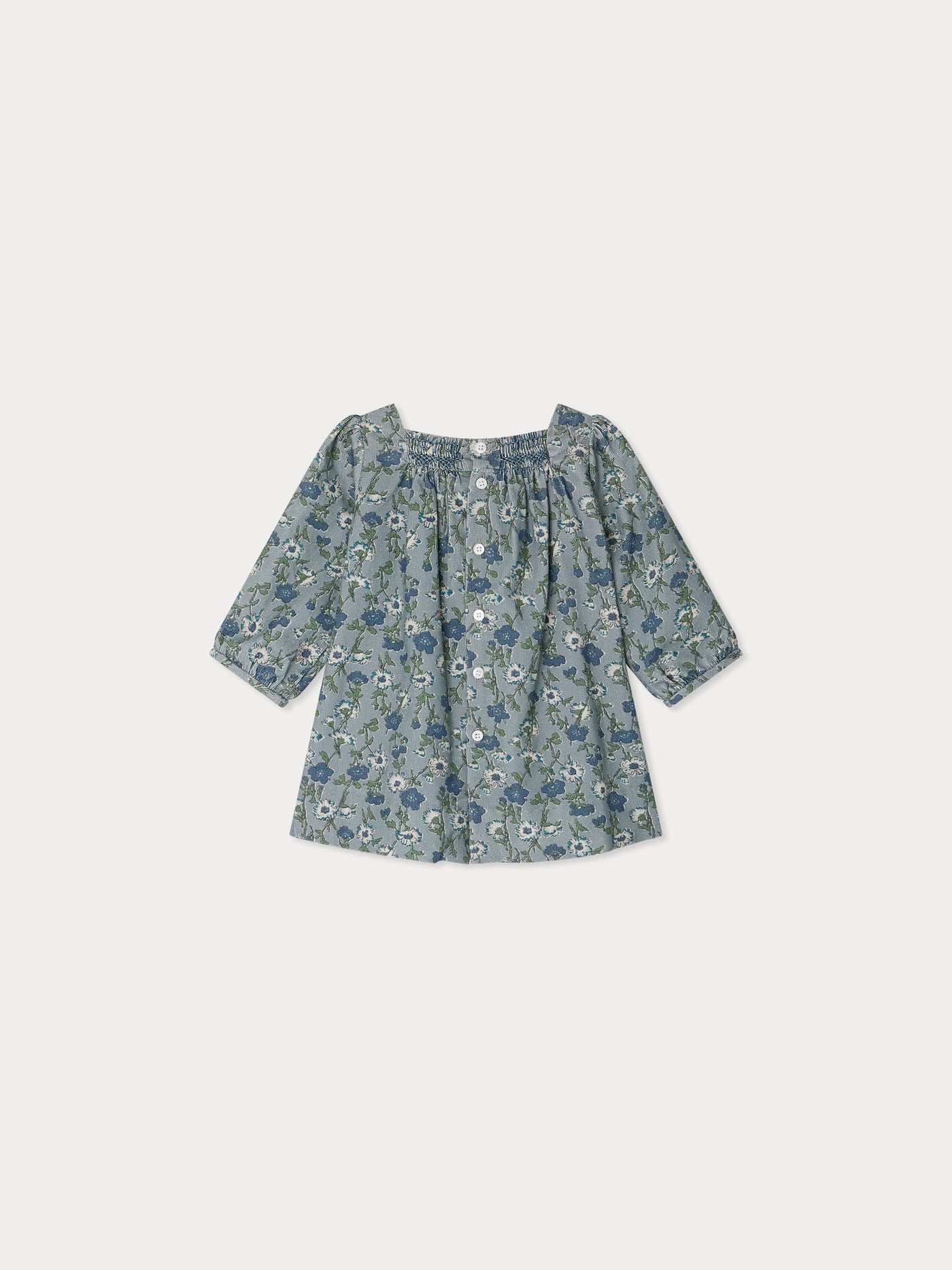 Jada smocked and embroidered dress in Liberty velvet fabric