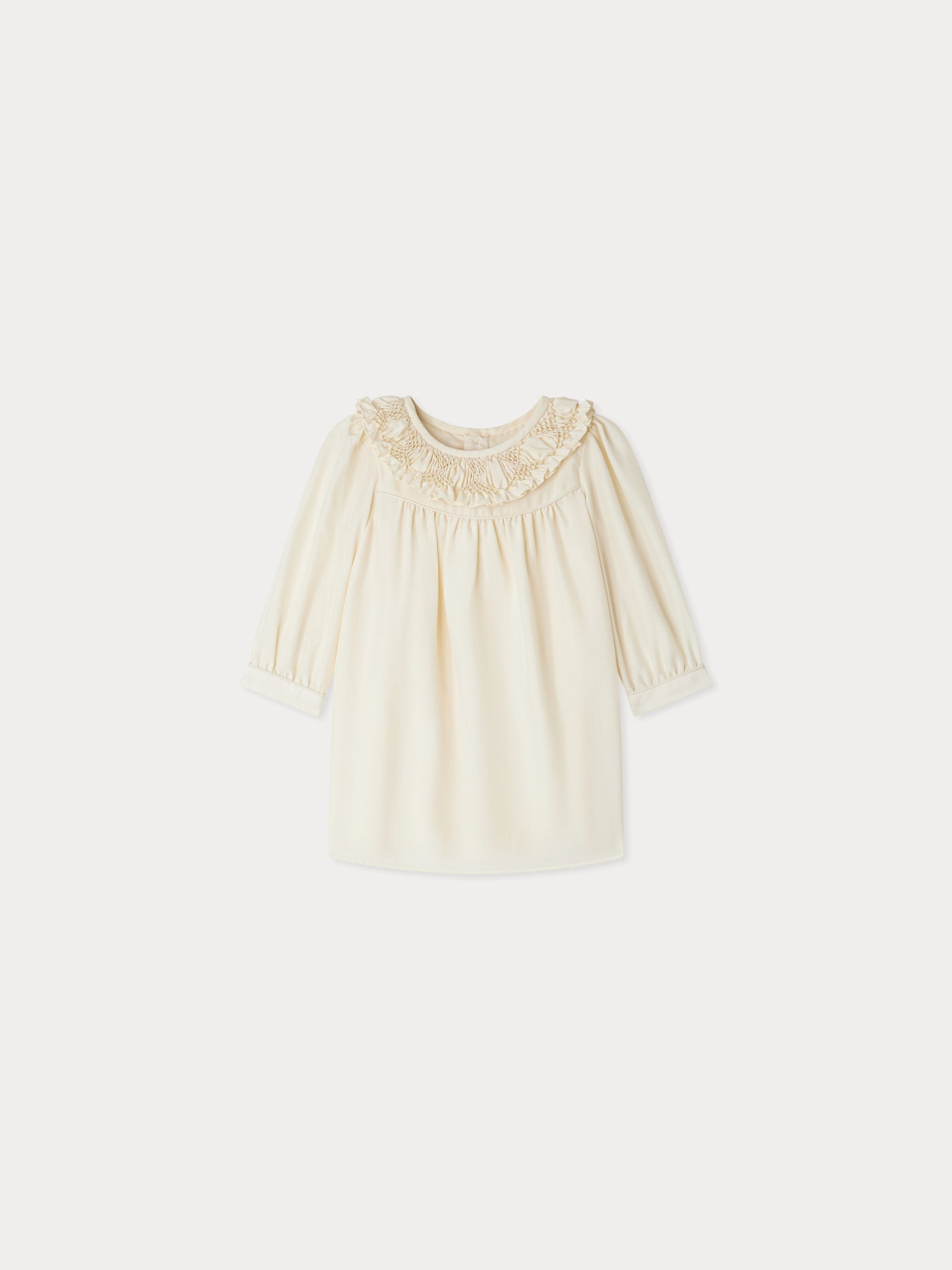 Parma dress with smocked collar and silk embroidery