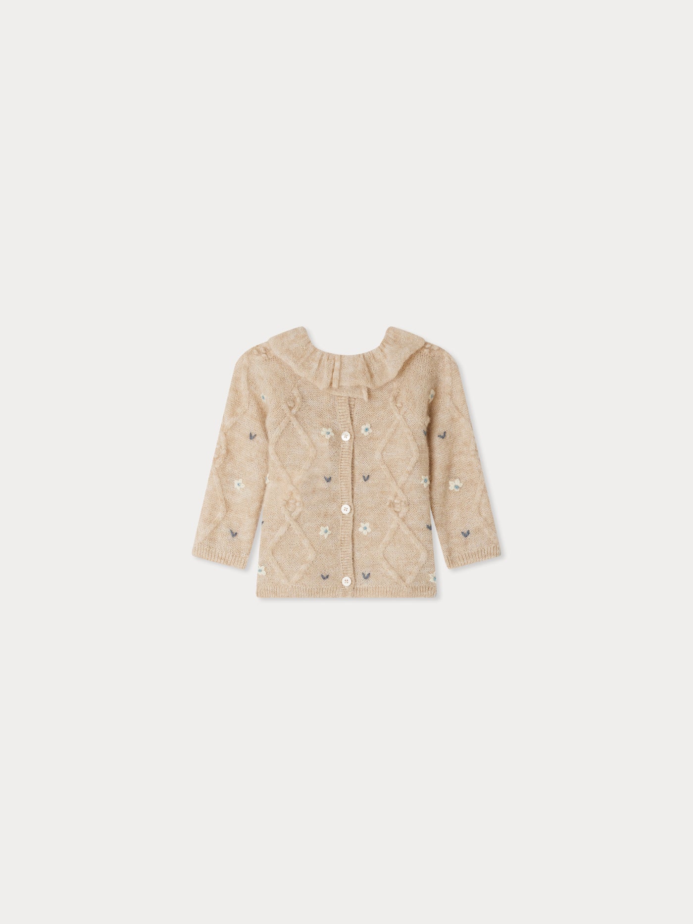 Jostina wool and alpaca collared sweater with floral embroidery