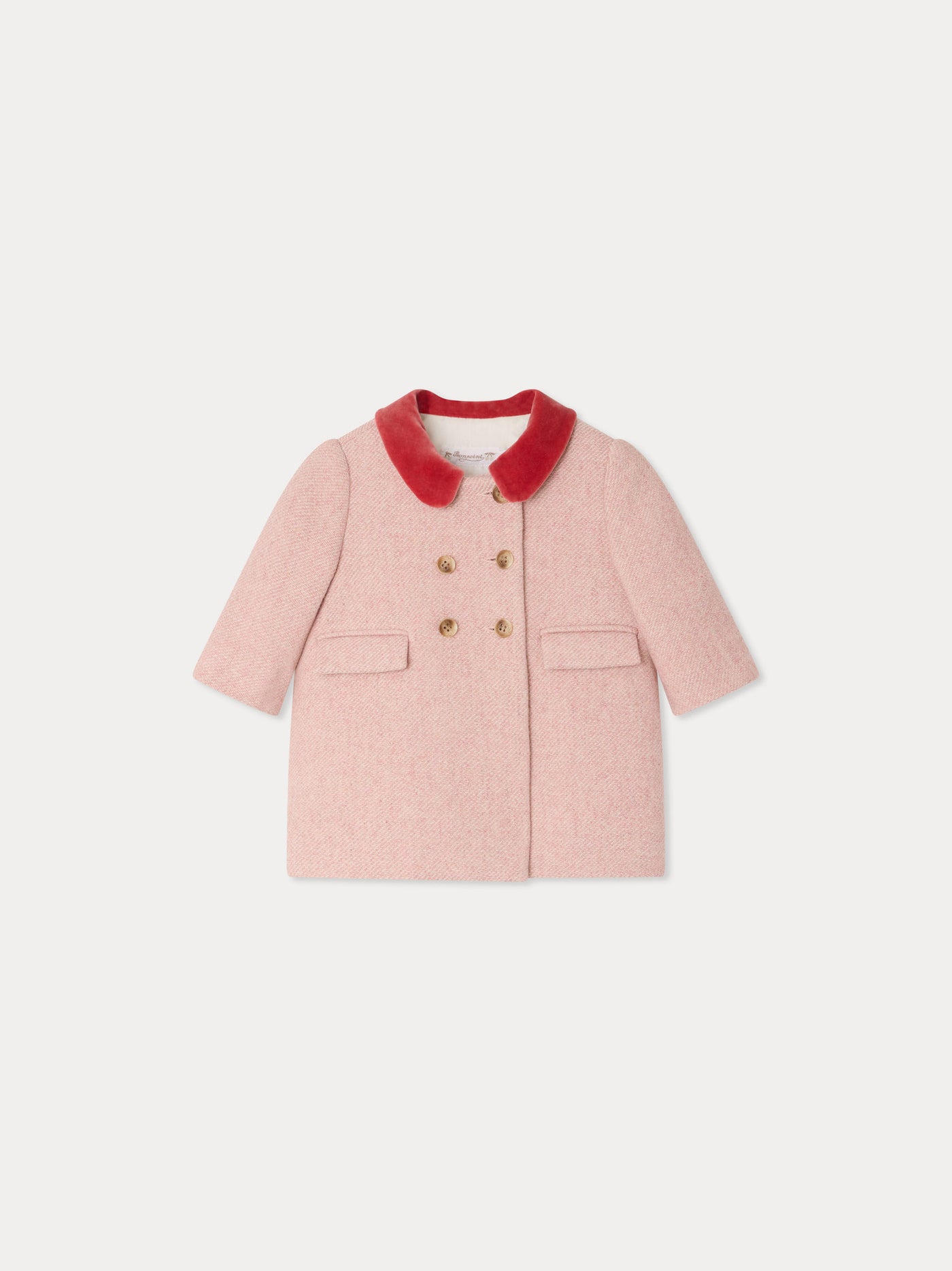 Moka wool coat with velvet collar