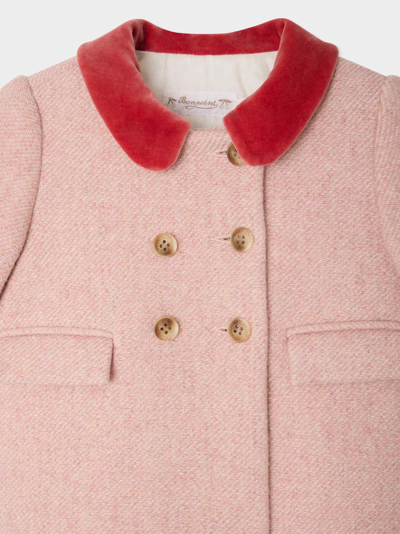 Moka wool coat with velvet collar