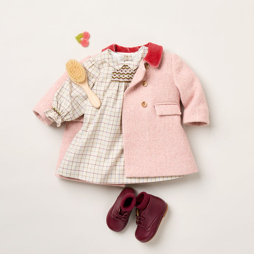 Moka wool coat with velvet collar