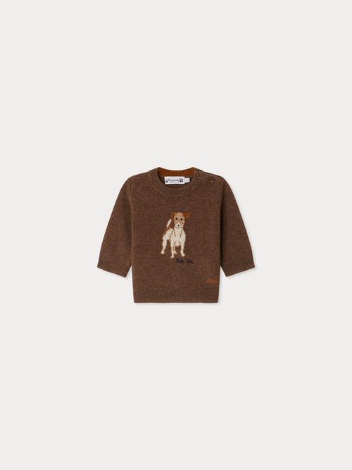 Almire jacquard sweater with a hand-embroidered wool dog