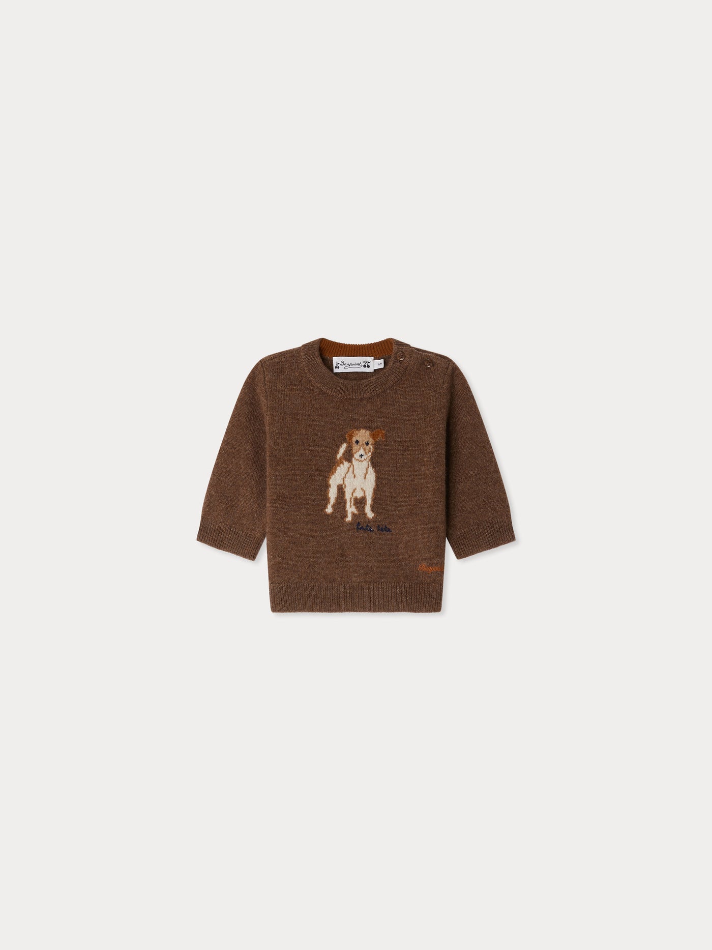 Almire jacquard sweater with a hand-embroidered wool dog
