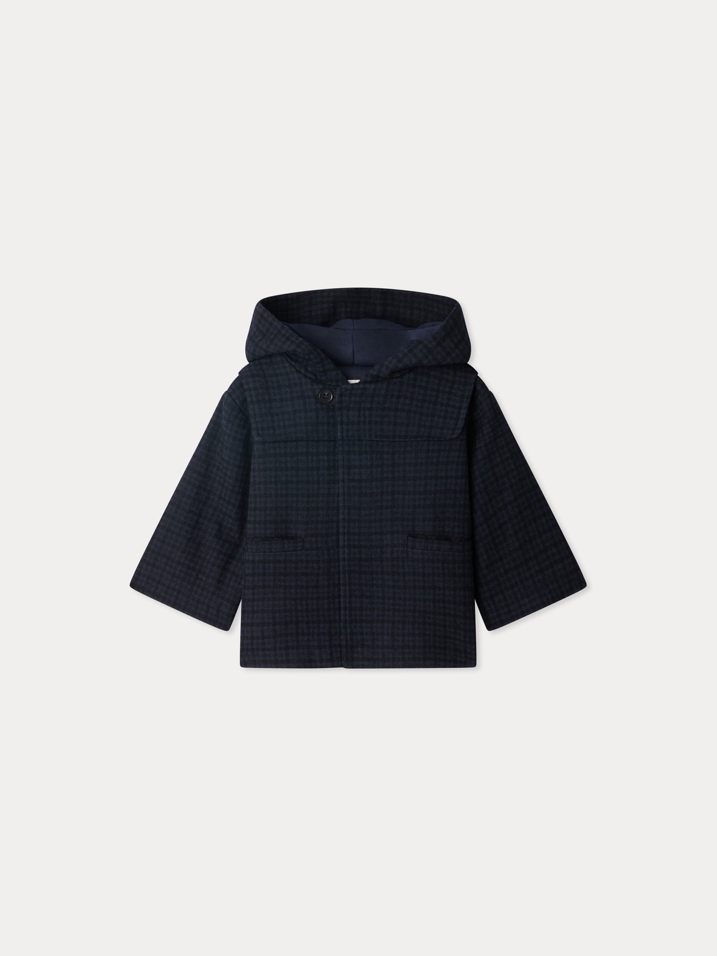 Timo coat in tone-on-tone checks in organic cotton and wool