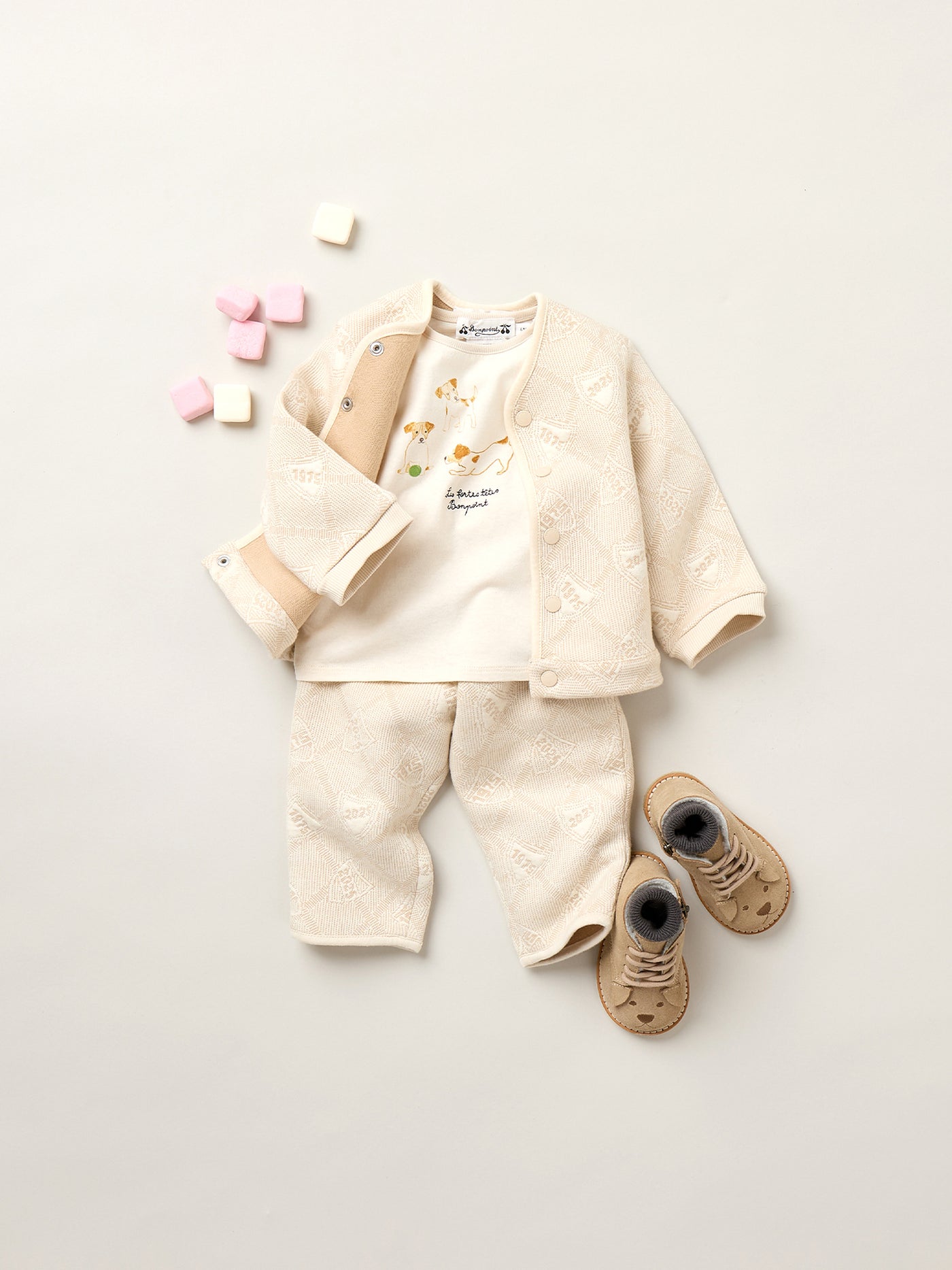 Tahsin Organic Cotton Puppy Print T-Shirt