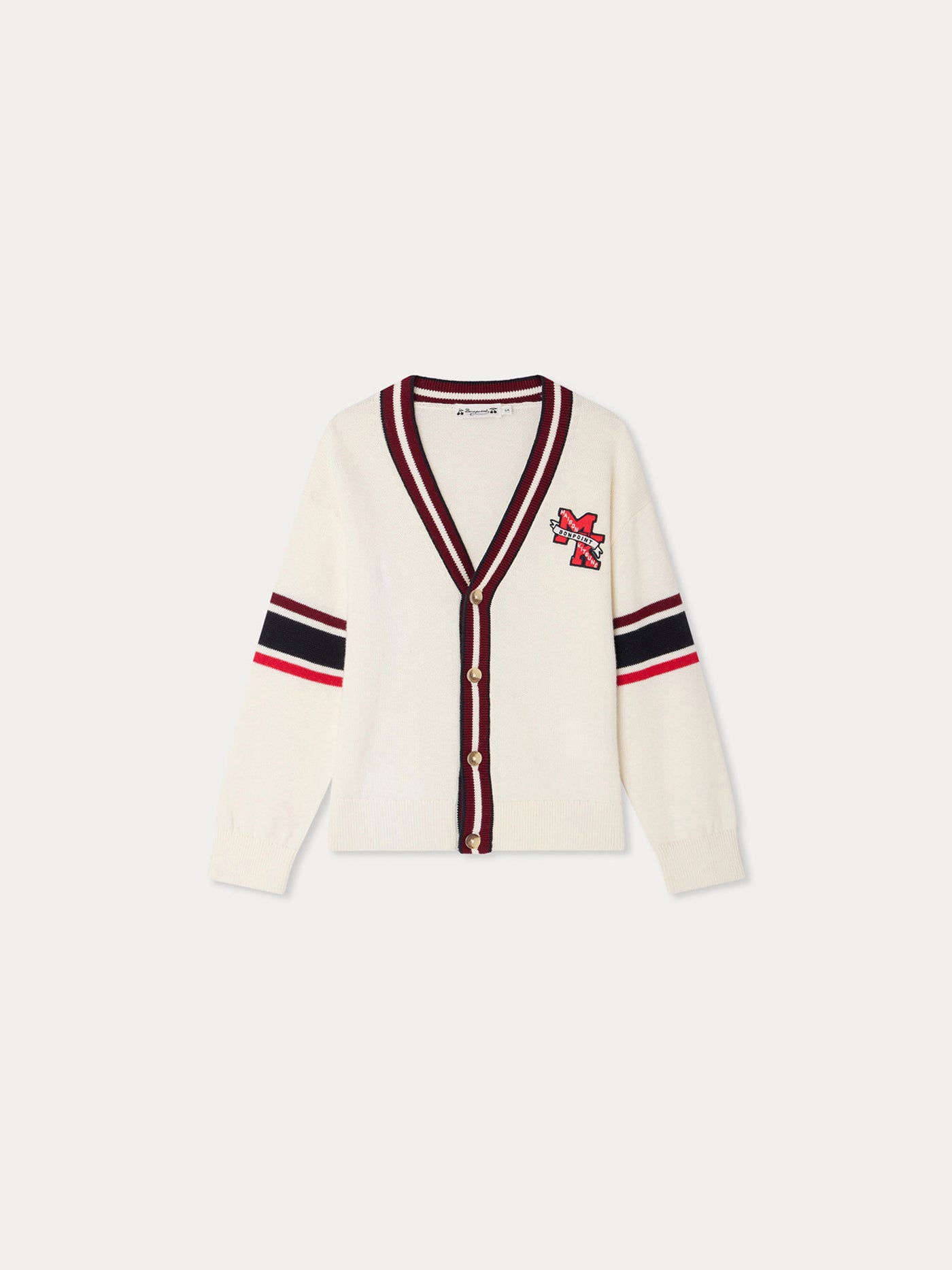 Bonpoint x Maison Kitsuné Mateo V-neck cardigan in organic cotton and cashmere