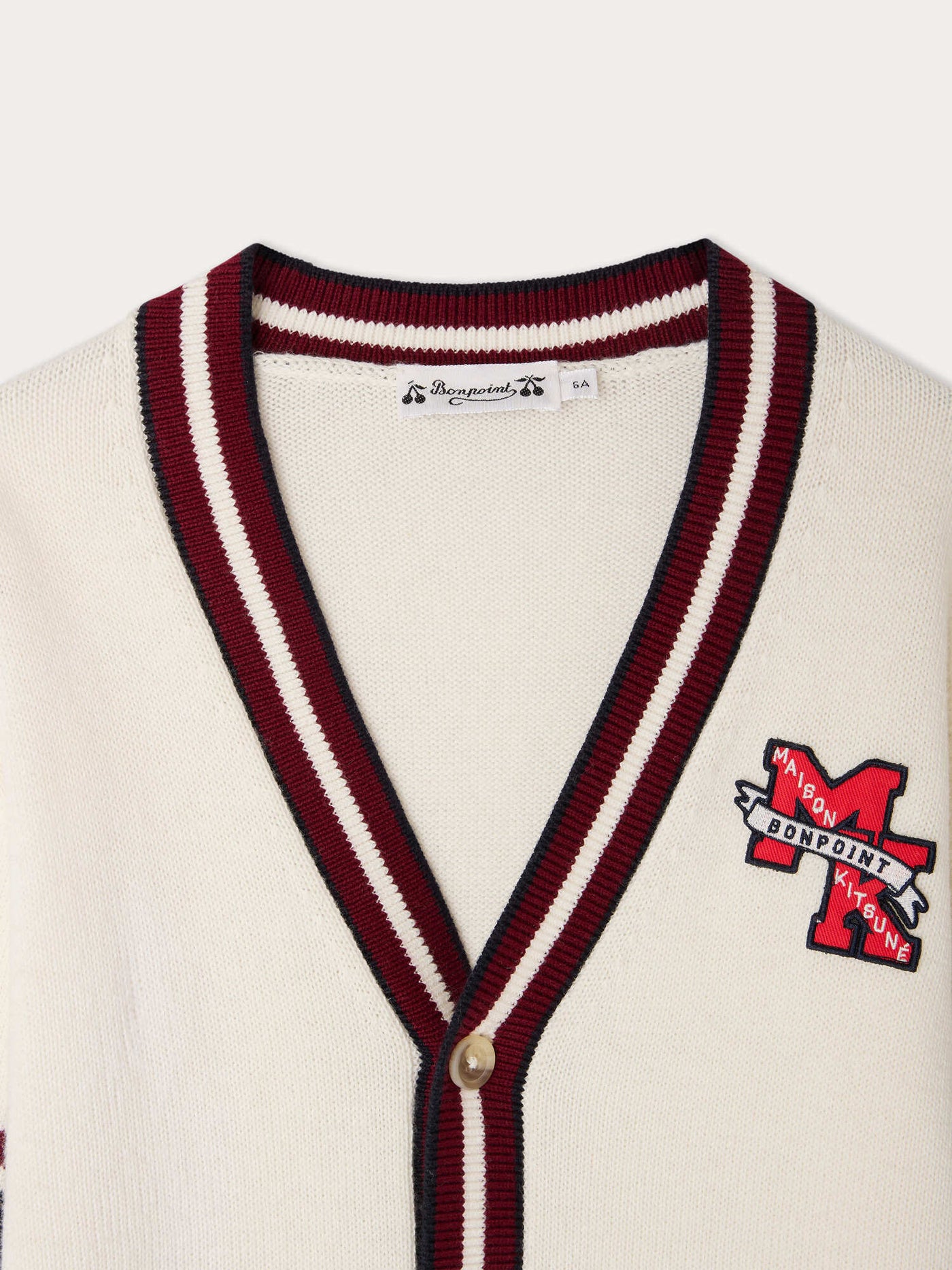 Bonpoint x Maison Kitsuné Mateo V-neck cardigan in organic cotton and cashmere