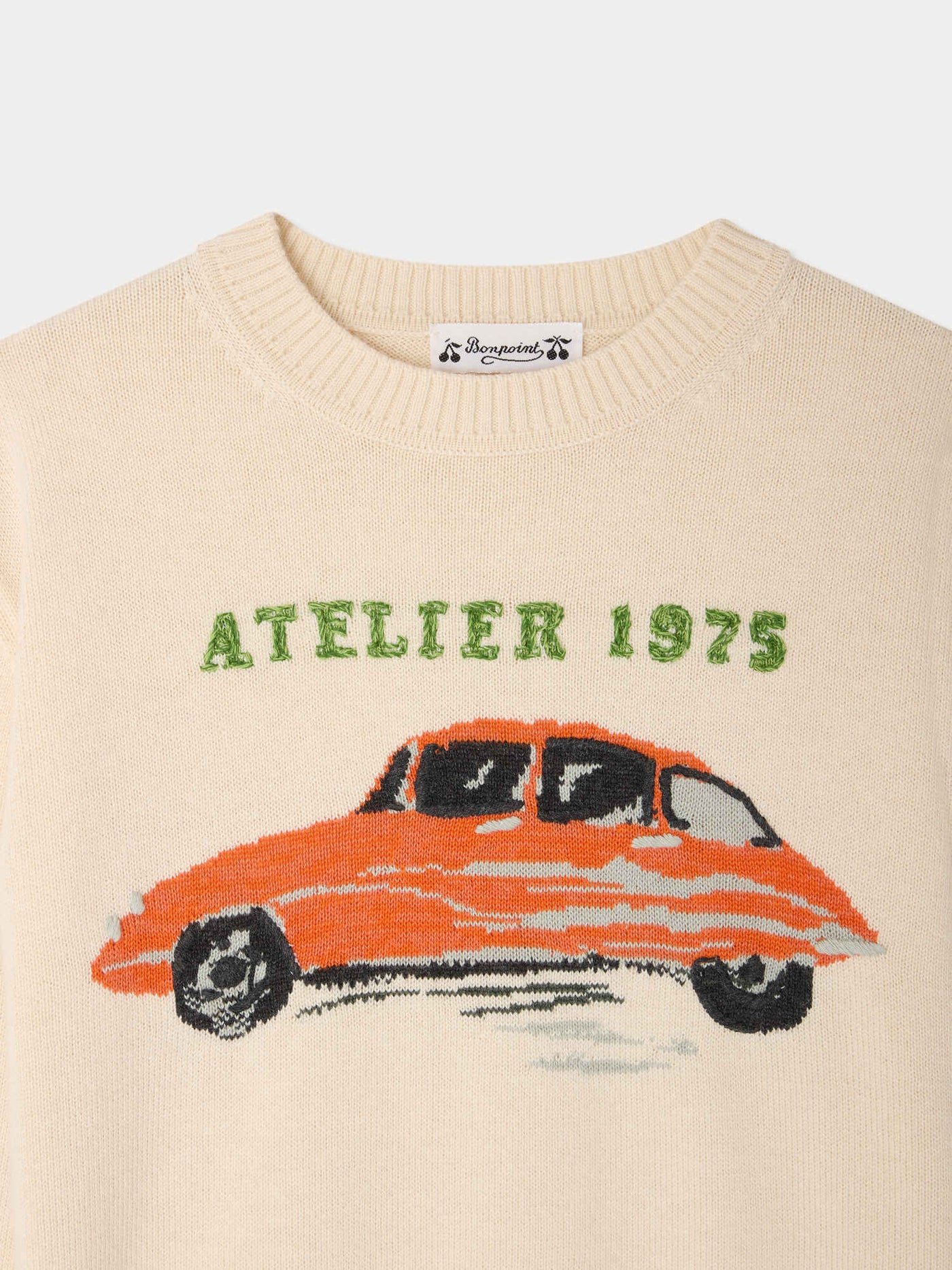 Martinez sweater with hand embroidered car