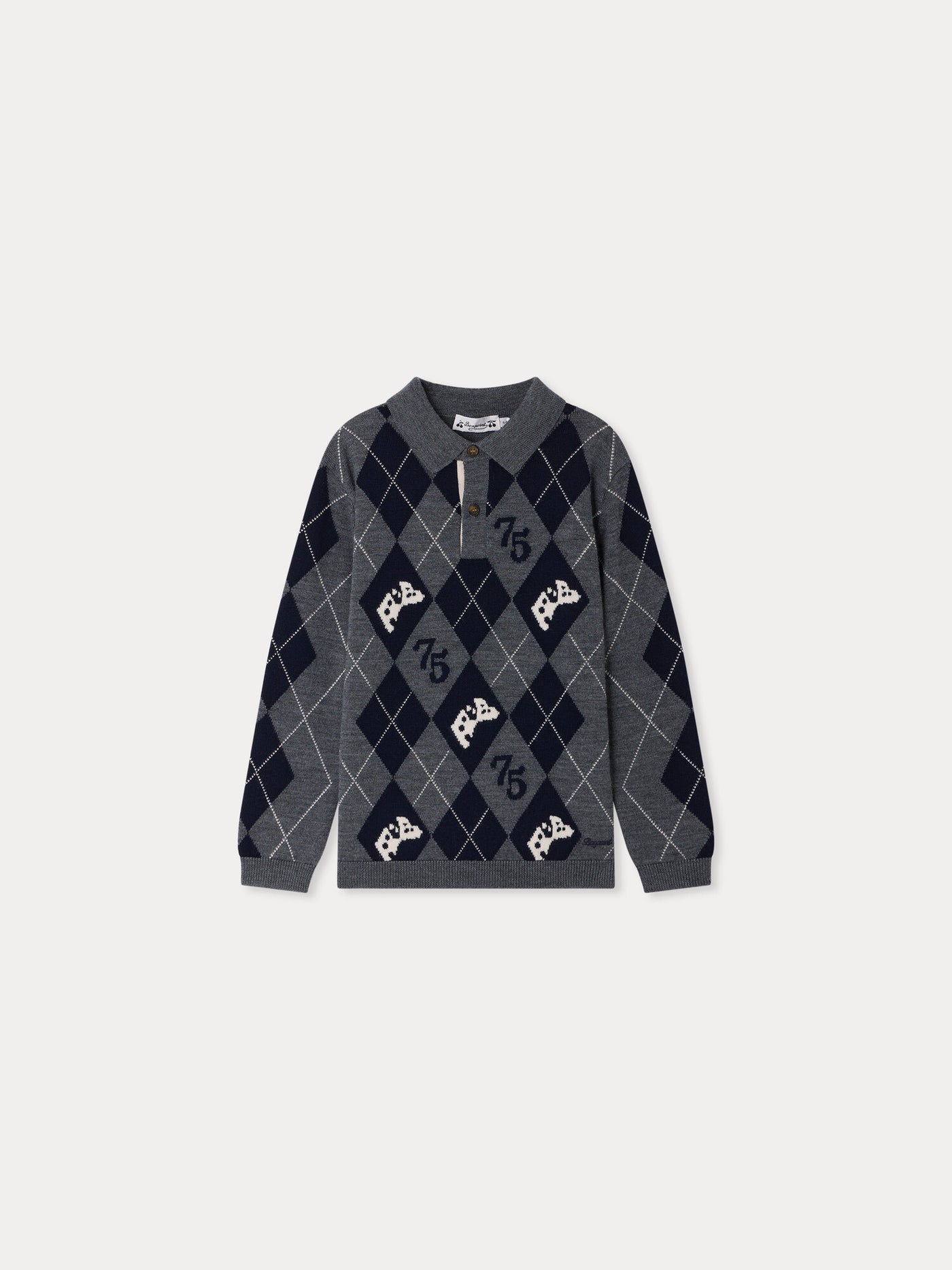 Morgan jumper with chequered V-neck