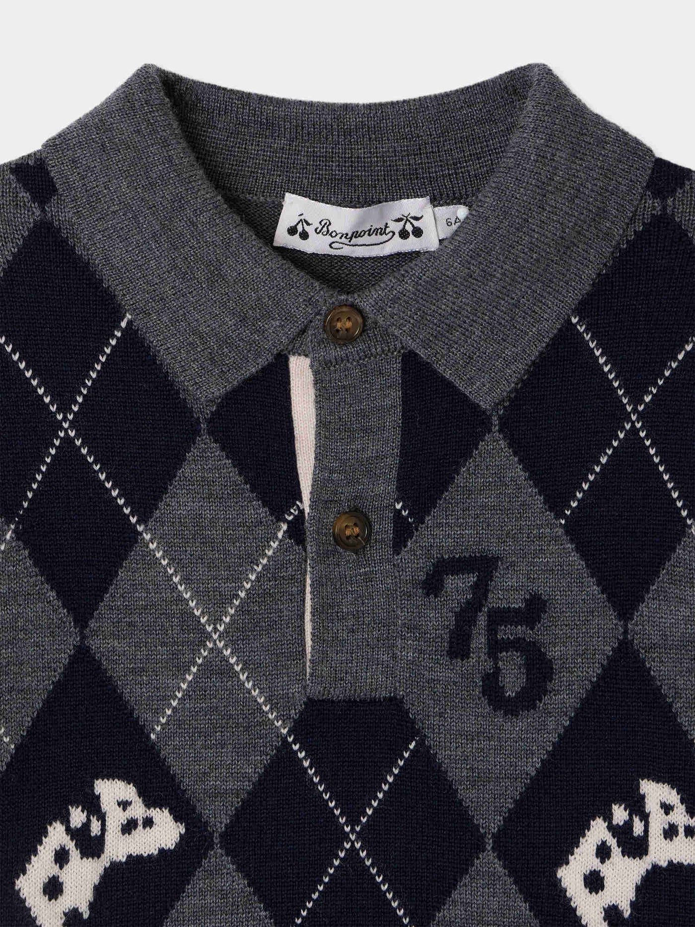 Morgan jumper with chequered V-neck