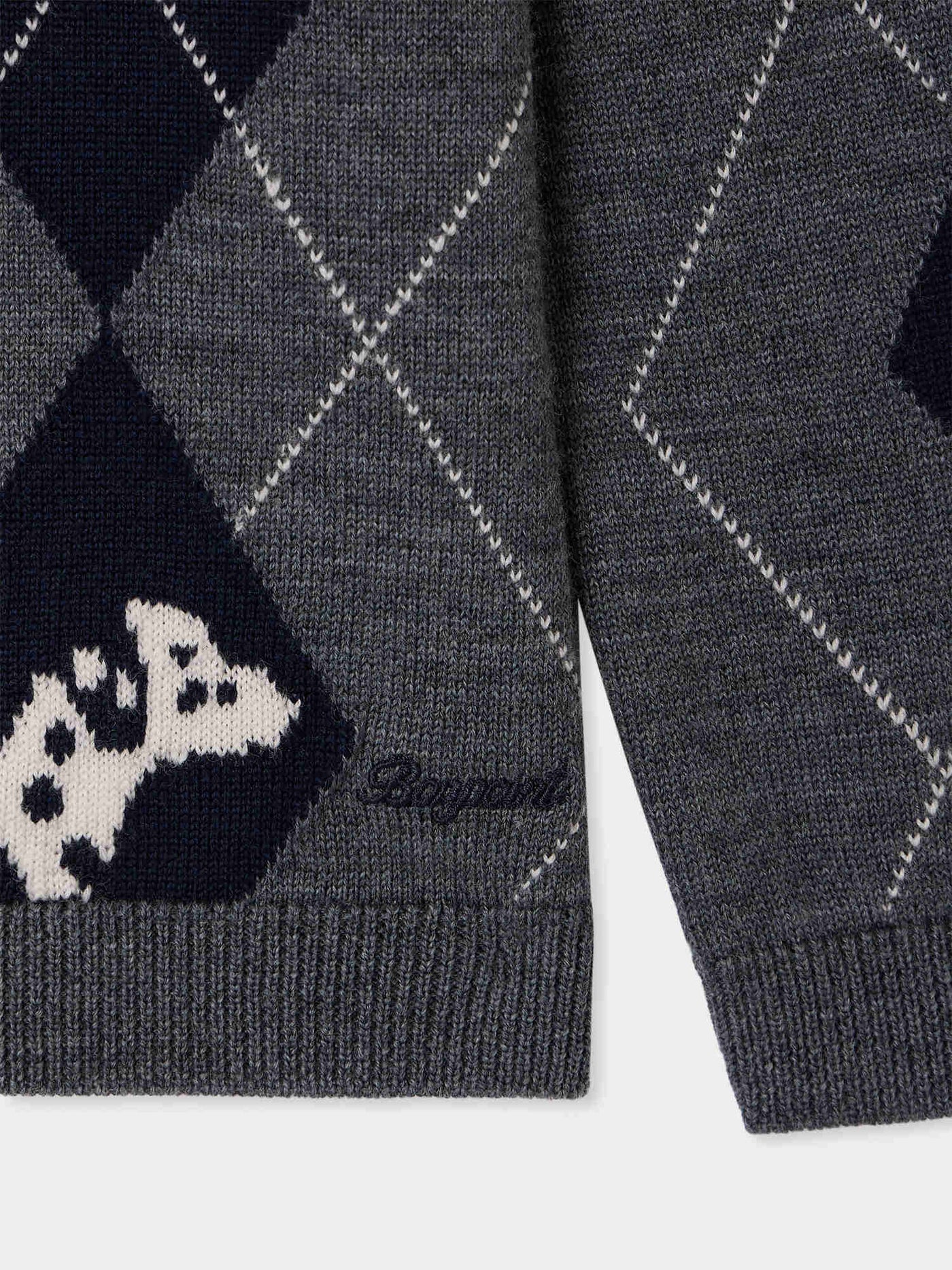 Morgan jumper with chequered V-neck
