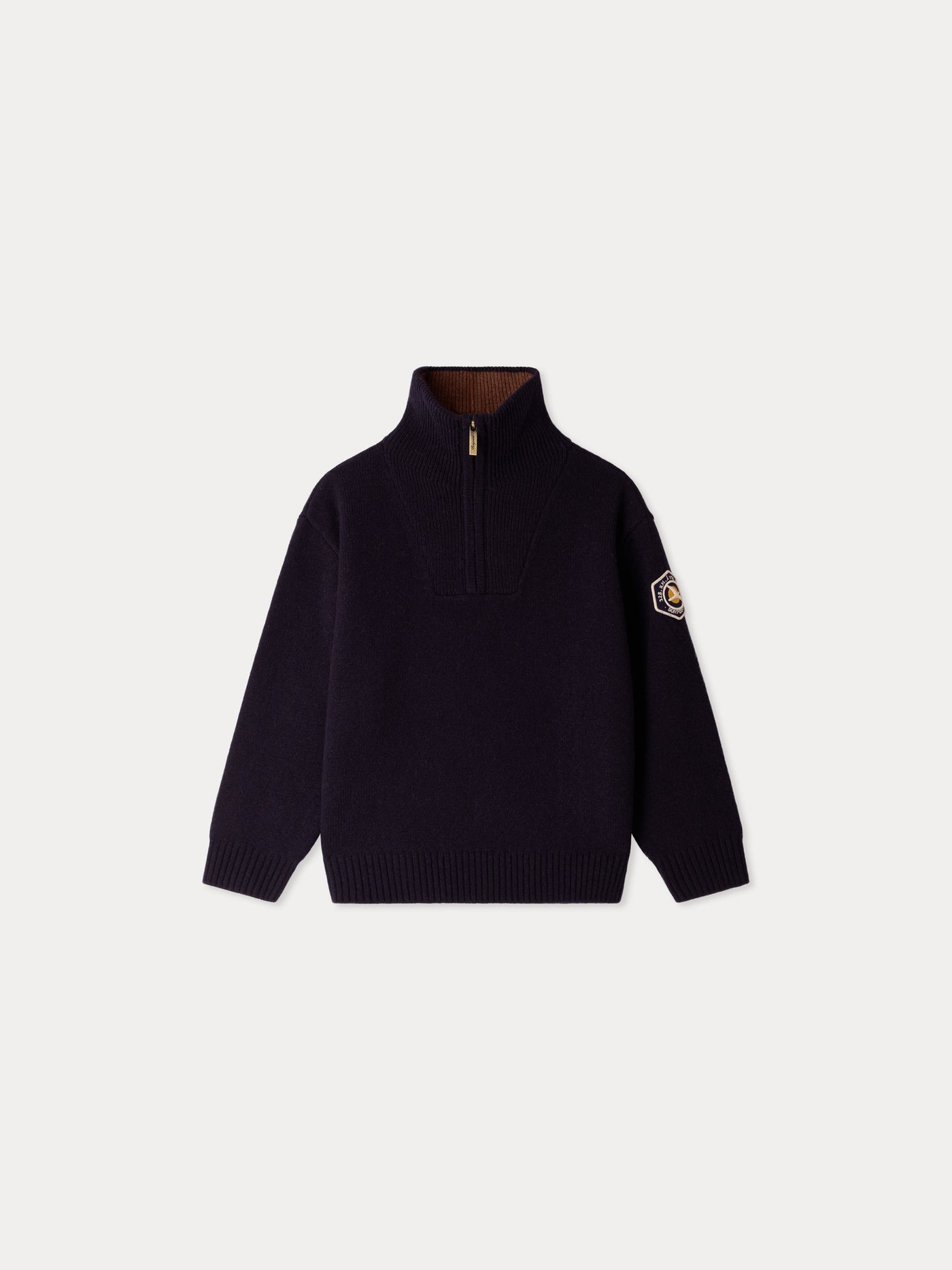 Marinus wool sweater with zip-up stand-up collar
